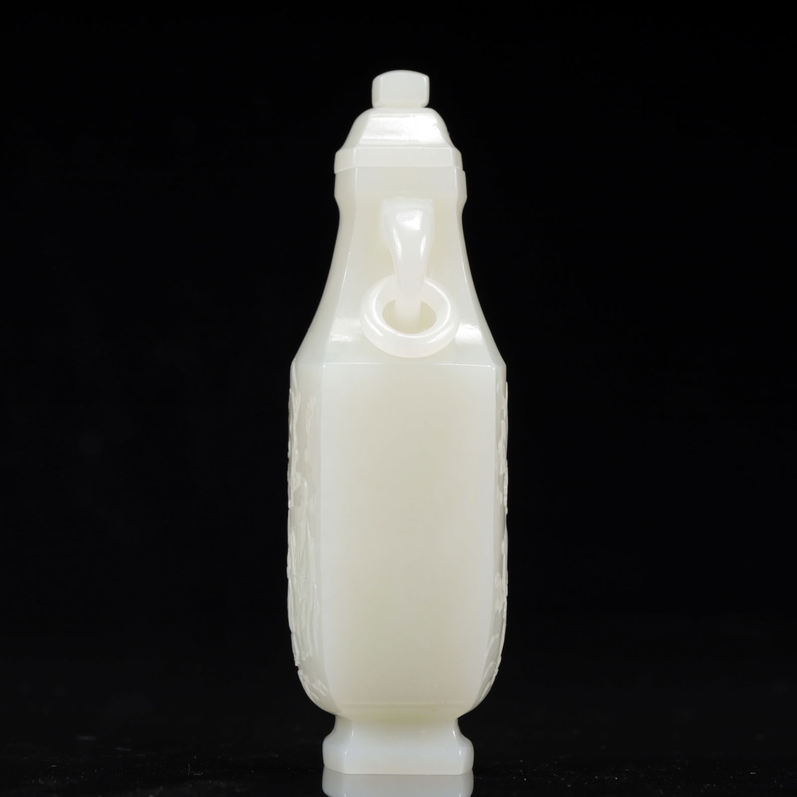 An Exquisite White Jade Landscape Pattern Double-Ears Bottle - 6