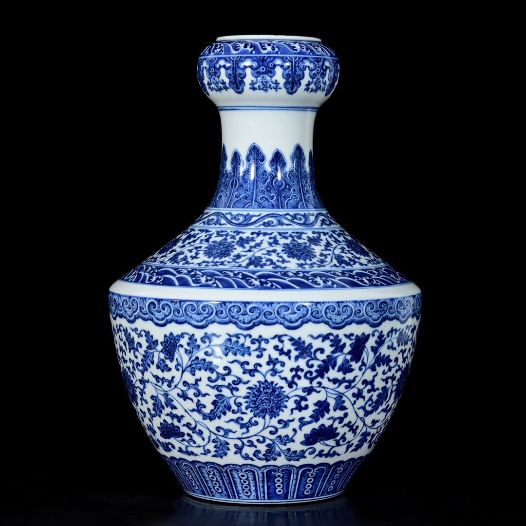 A Rare Blue and White Lotus and Seawater Pattern Vase (1 of 9)