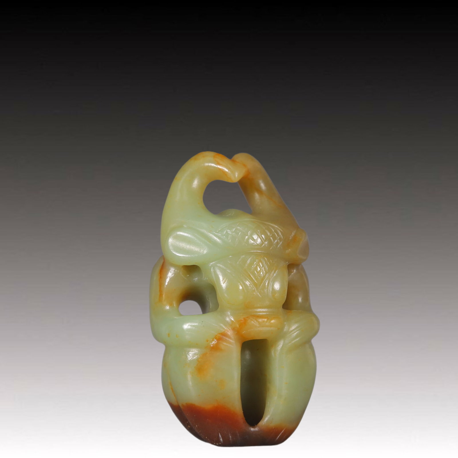 A Hongshan Culture Greenish Jade Auspicious Beast Ornament (1 of 5)