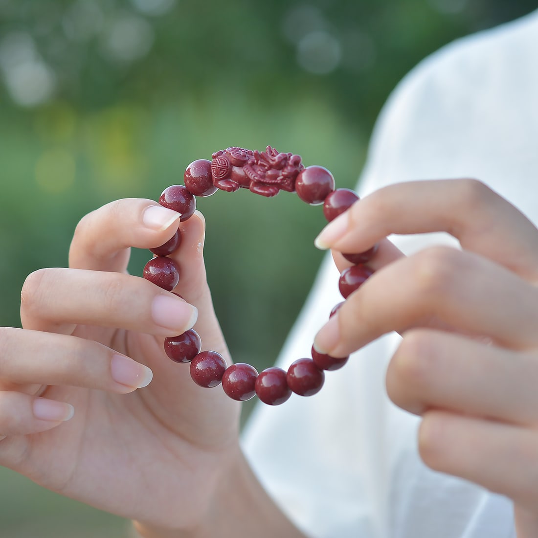 An Exquisite Cinnabar Auspicious Beast Pattern Bracelets - 6