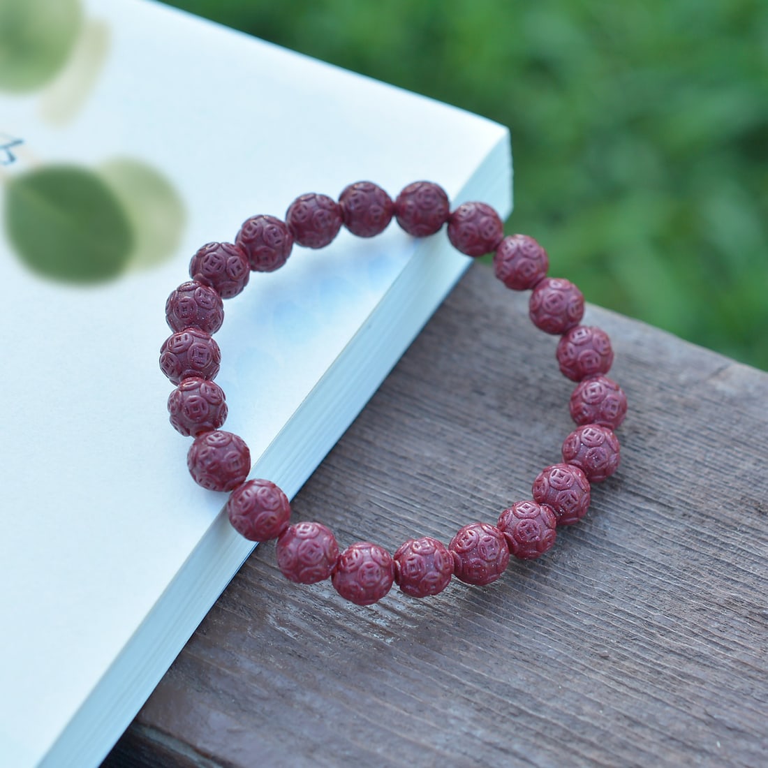 An Exquisite Cinnabar Cash Pattern Bracelets - 5