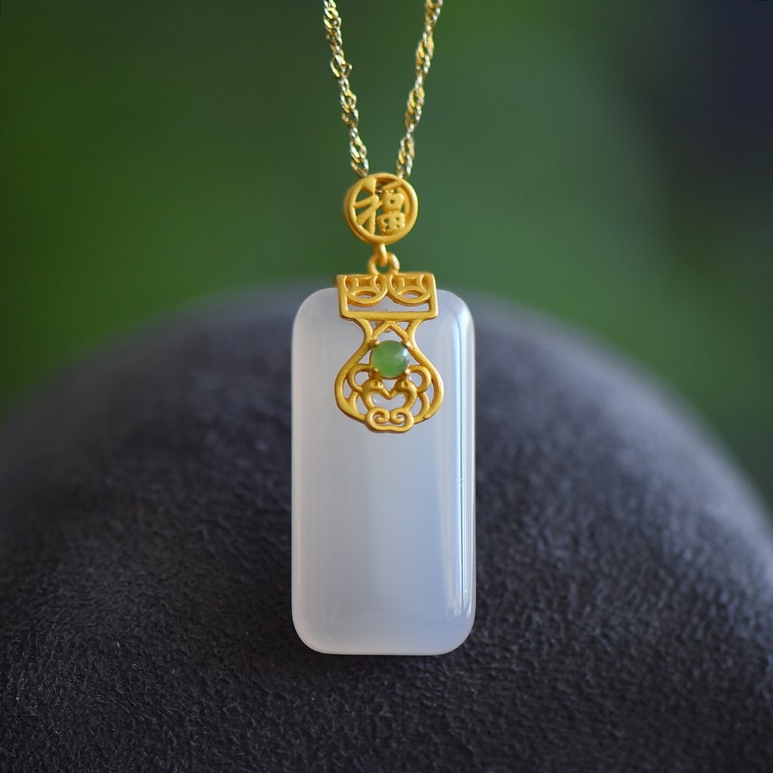 An Exquisite Sterling Silver-Gold Plated Inlaid Agate Pendant,Inlaid Jasper (1 of 5)