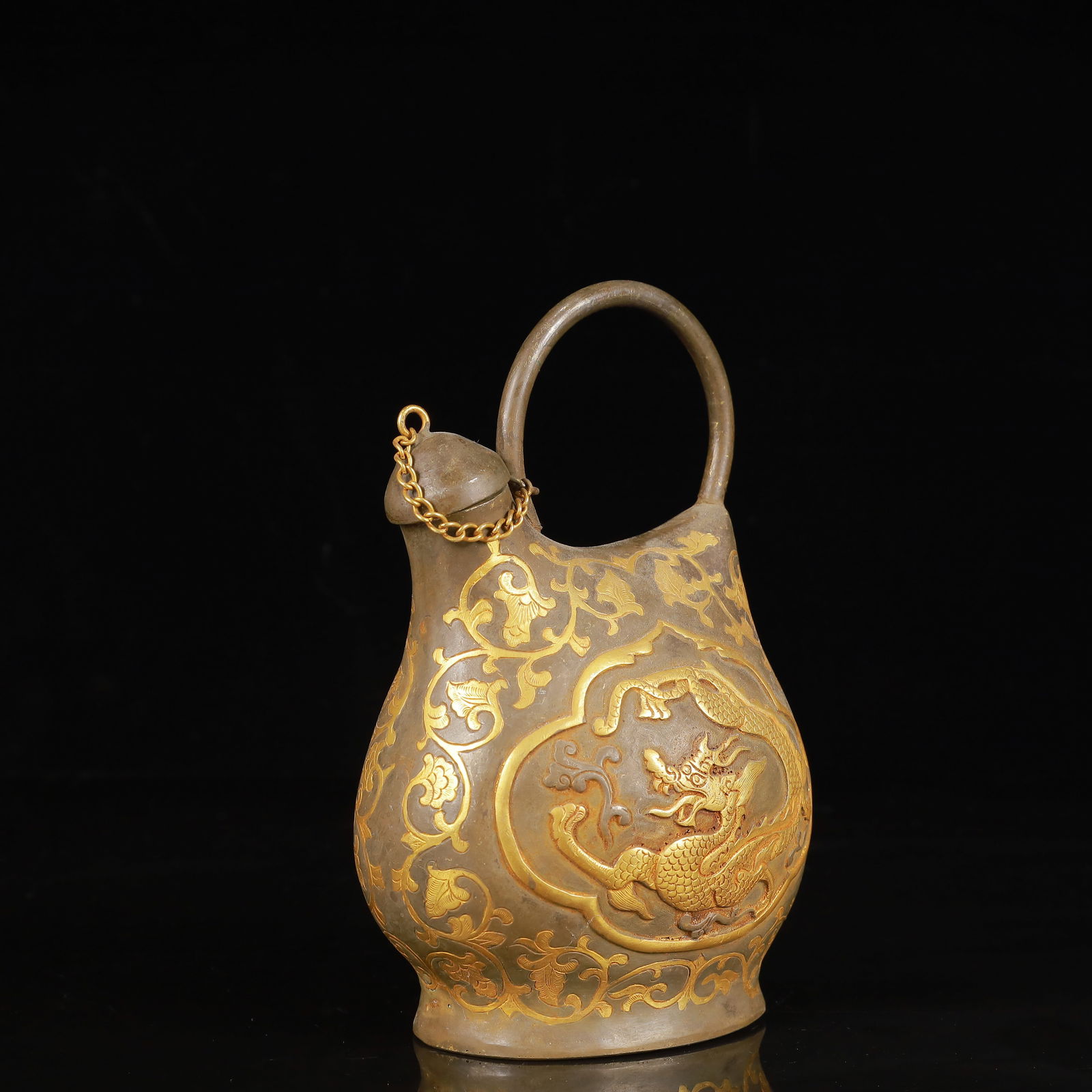 An Exquisite Gilt Silver Dragon Pattern Ewer - 2