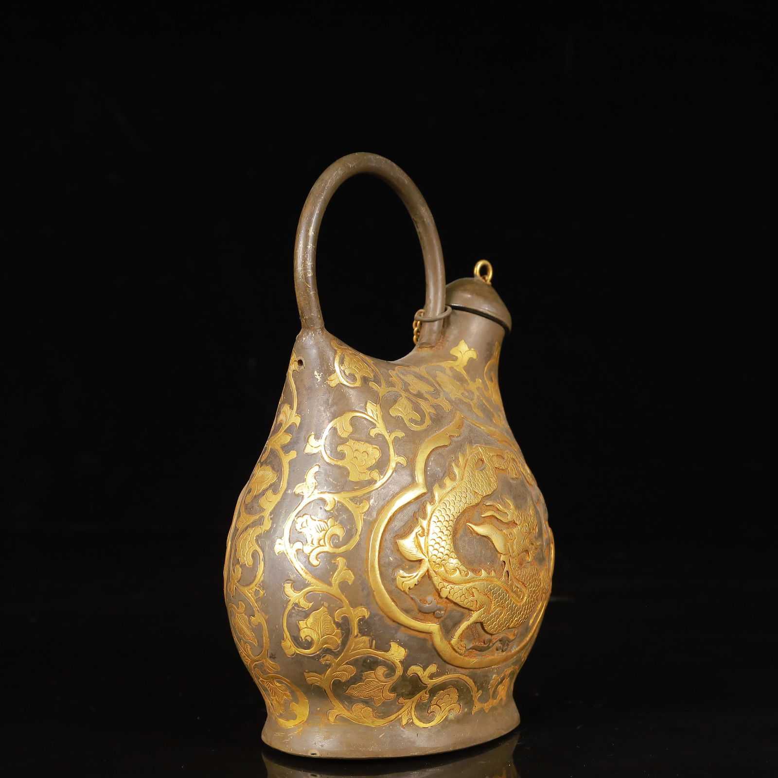 An Exquisite Gilt Silver Dragon Pattern Ewer - 6