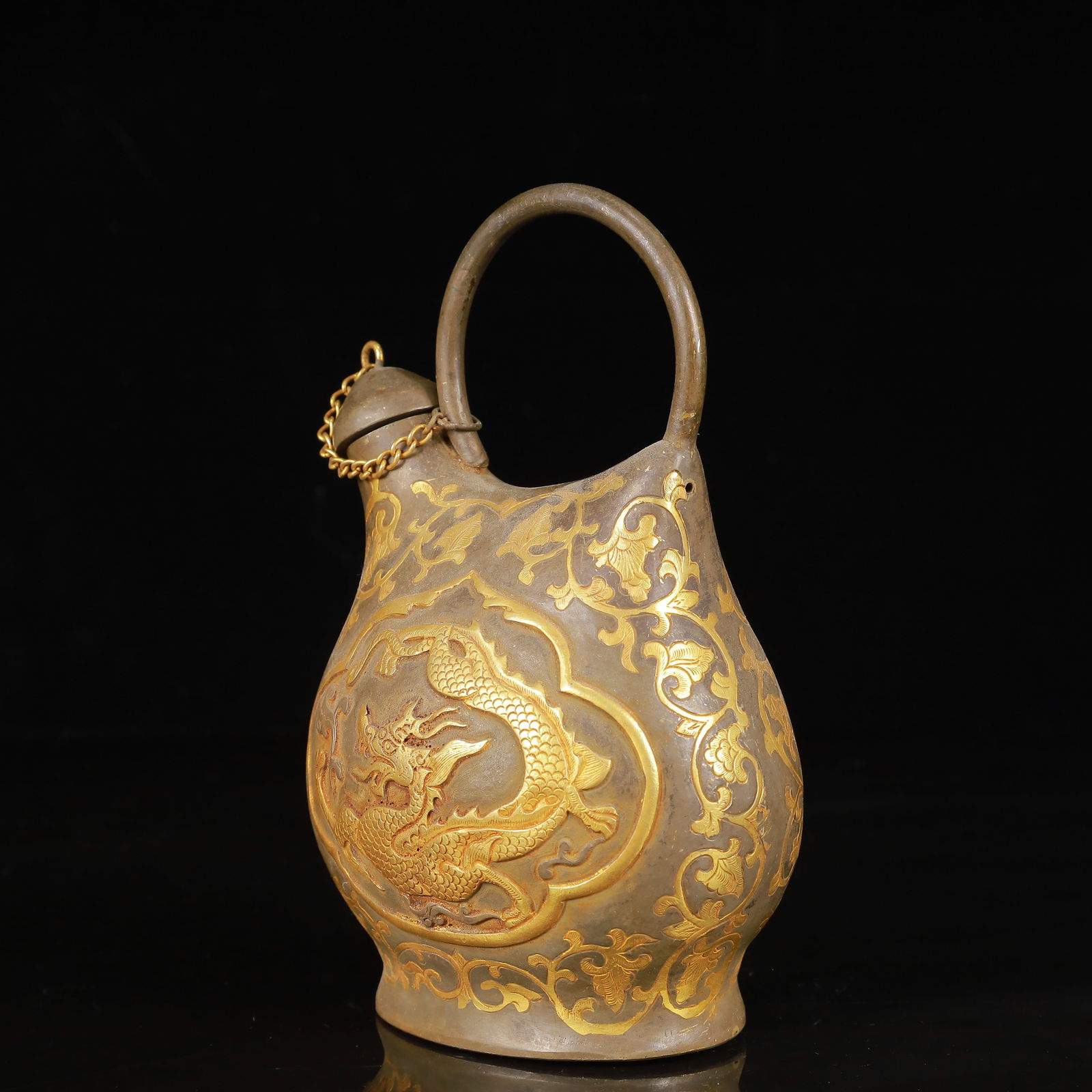 An Exquisite Gilt Silver Dragon Pattern Ewer - 8