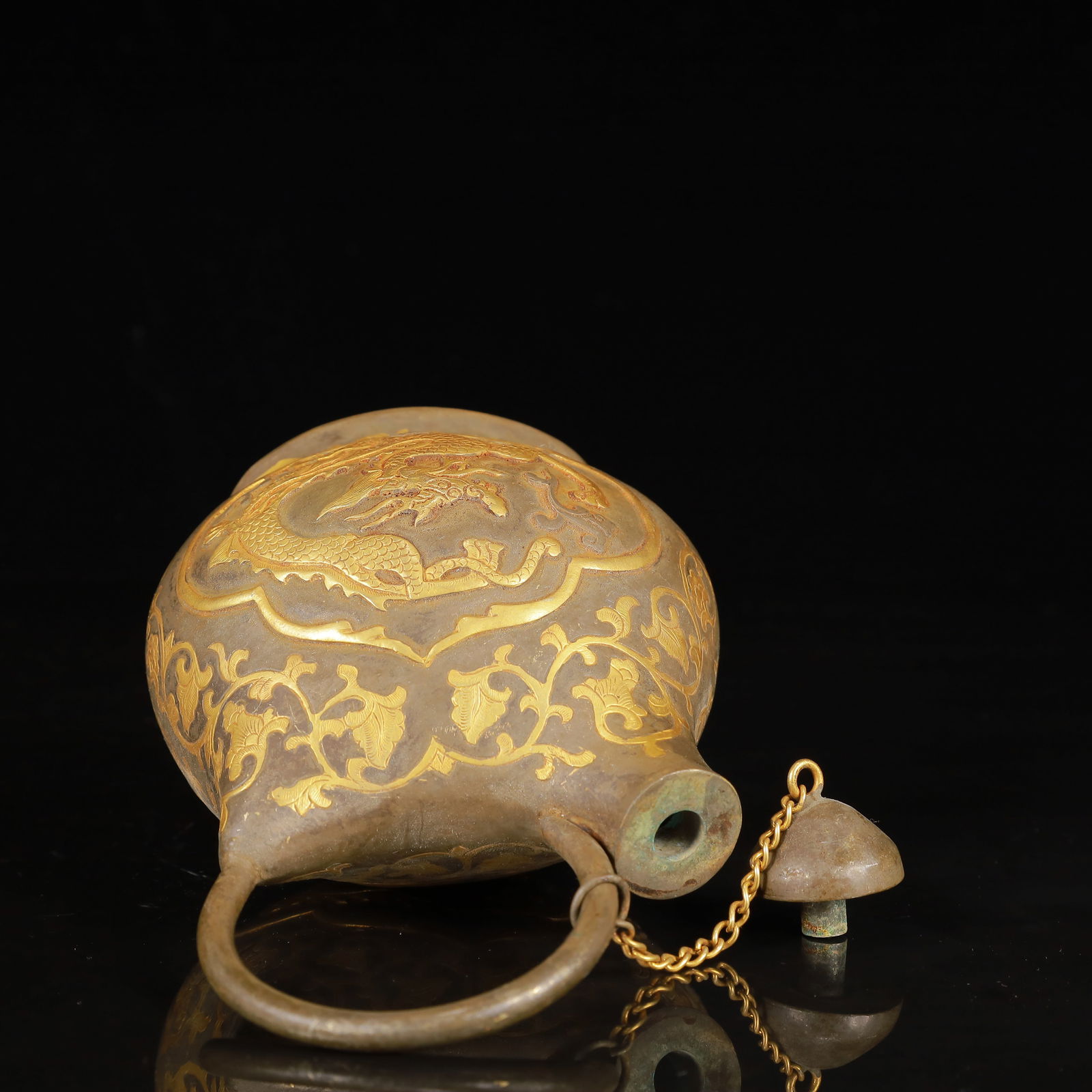 An Exquisite Gilt Silver Dragon Pattern Ewer - 9