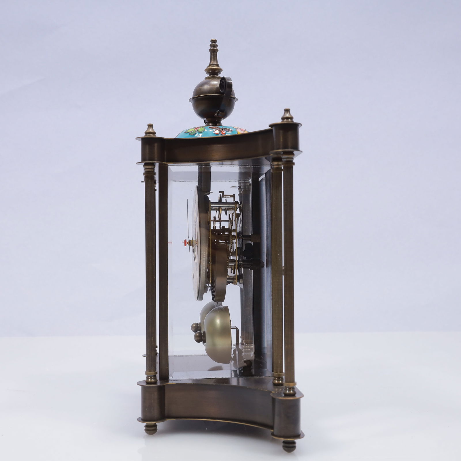 An Exquisite Cloisonne Flower Pattern Table Clock Ornament - 3