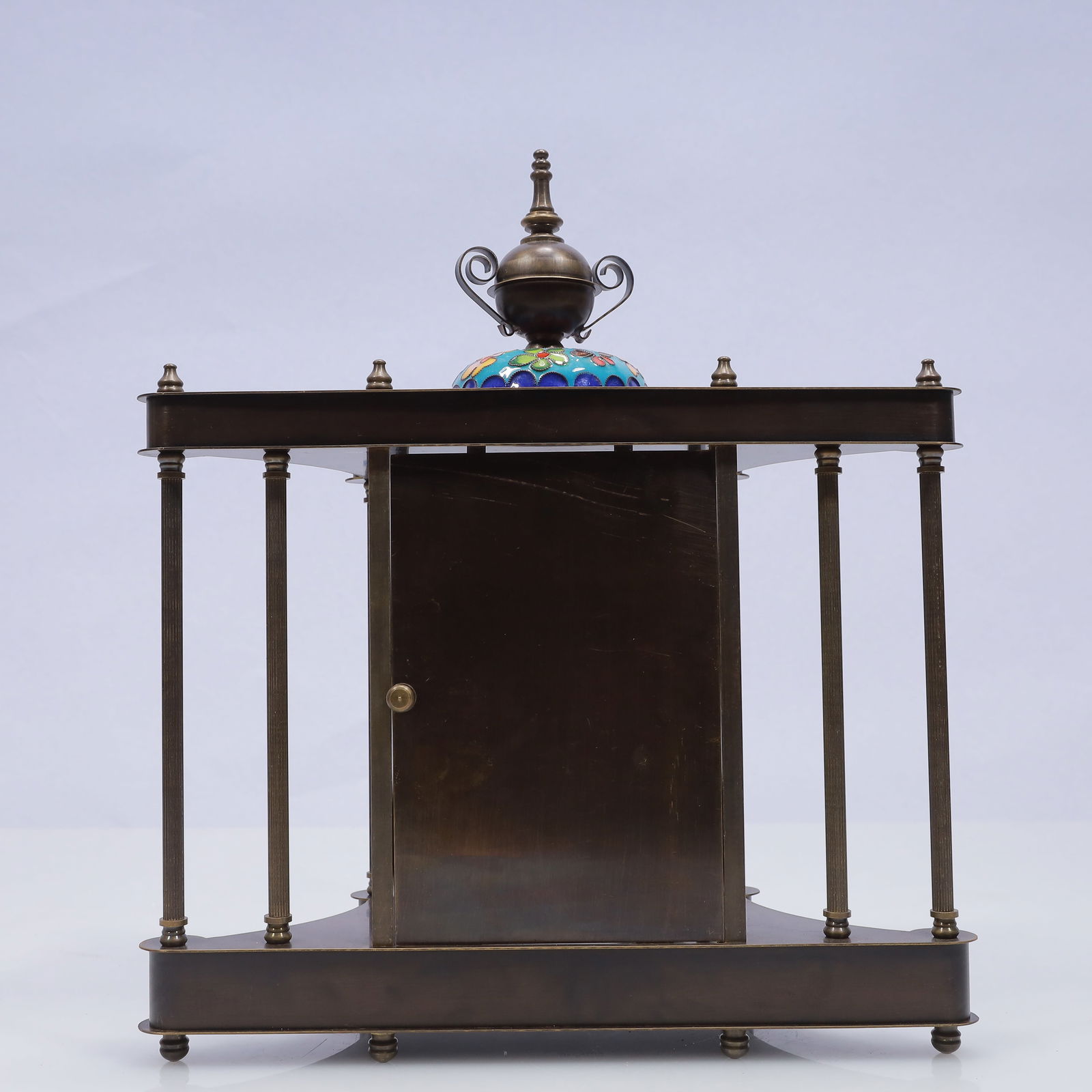 An Exquisite Cloisonne Flower Pattern Table Clock Ornament - 4