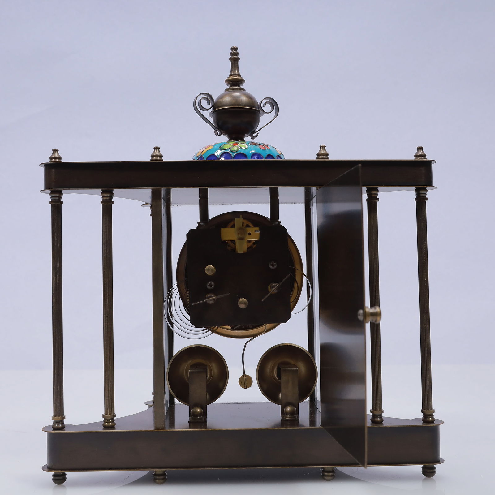 An Exquisite Cloisonne Flower Pattern Table Clock Ornament - 5