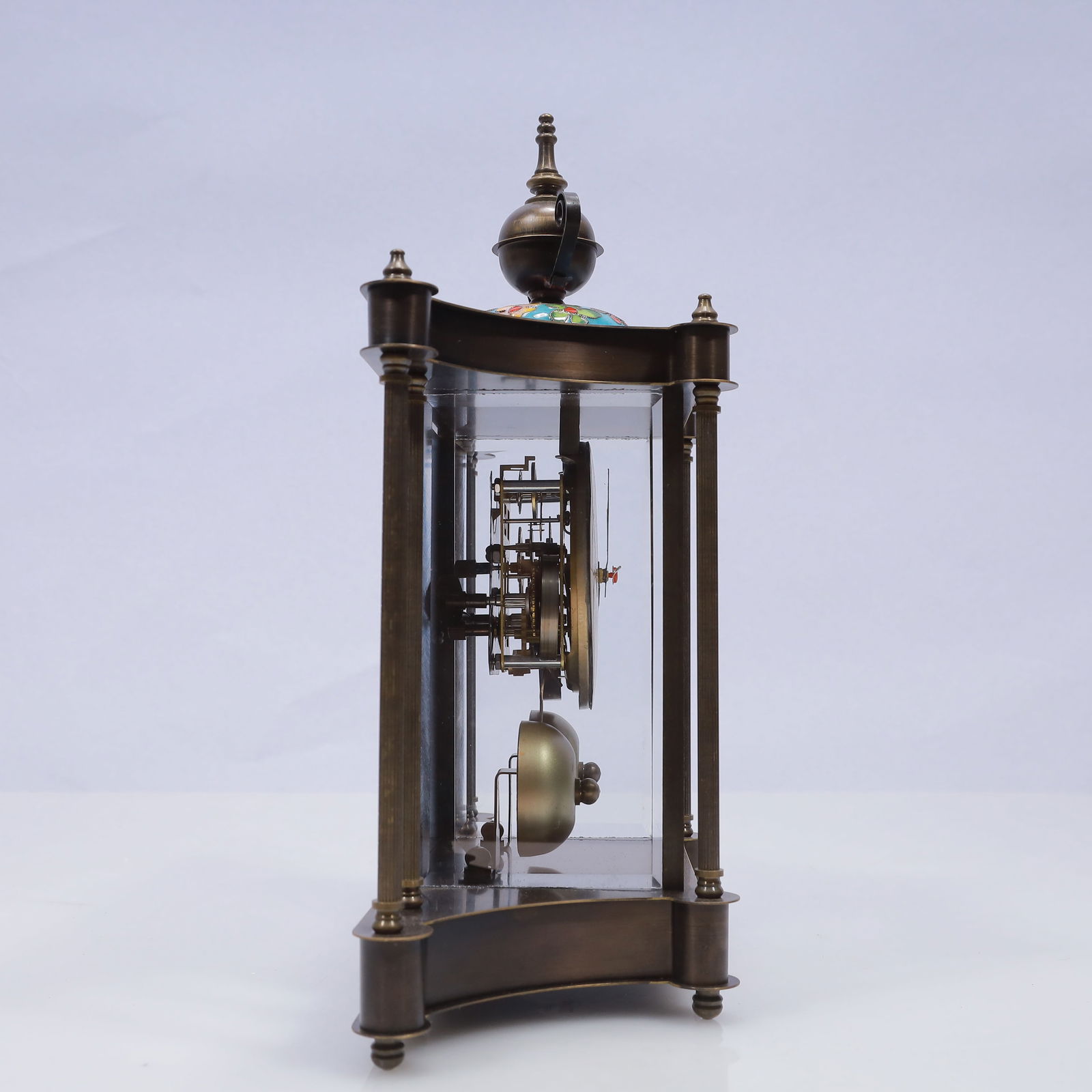 An Exquisite Cloisonne Flower Pattern Table Clock Ornament - 6