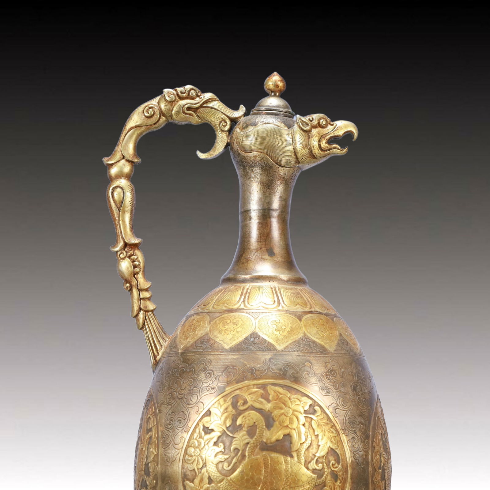 A Huge Gilt Silver Auspicious Beast Pattern Ewer - 2