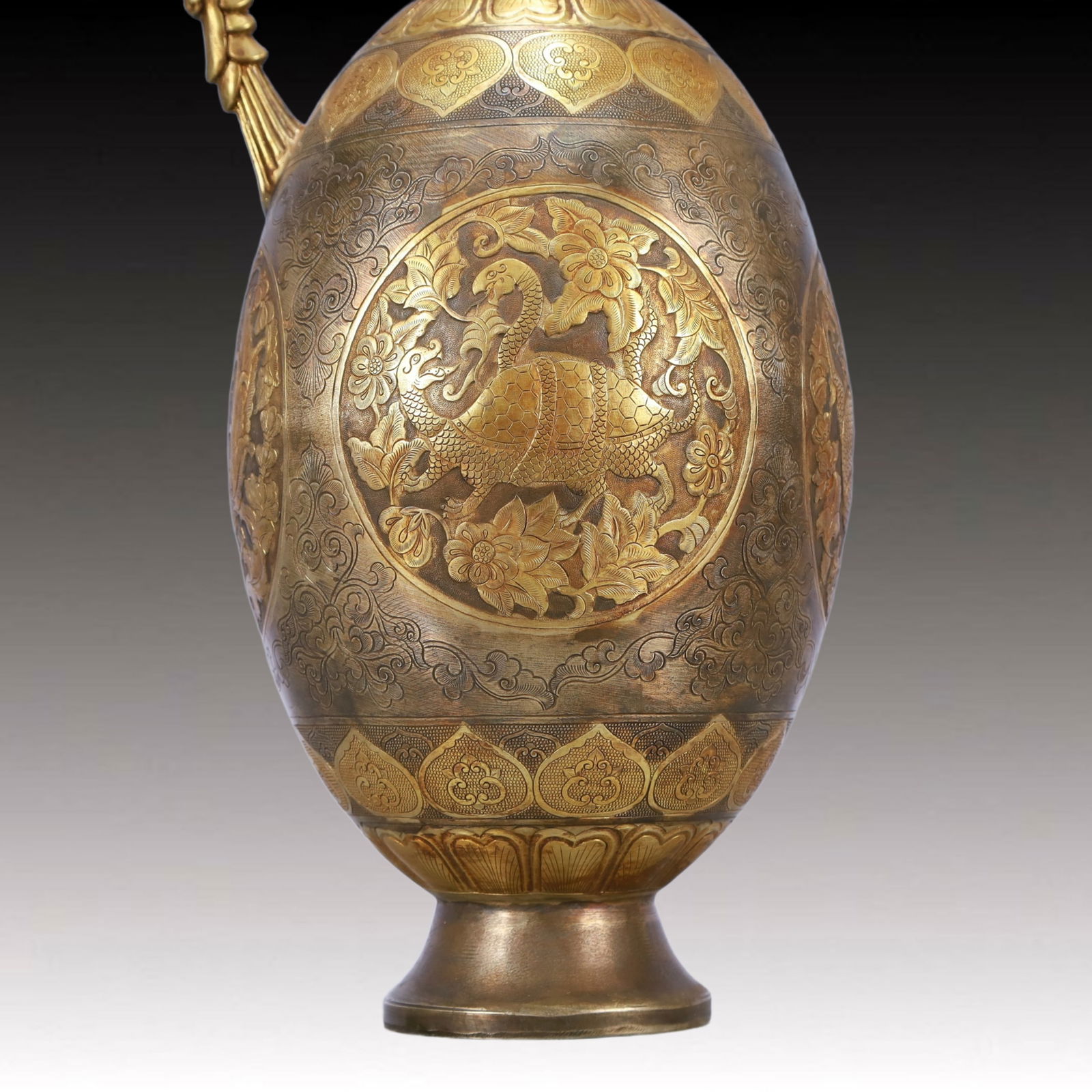 A Huge Gilt Silver Auspicious Beast Pattern Ewer - 3