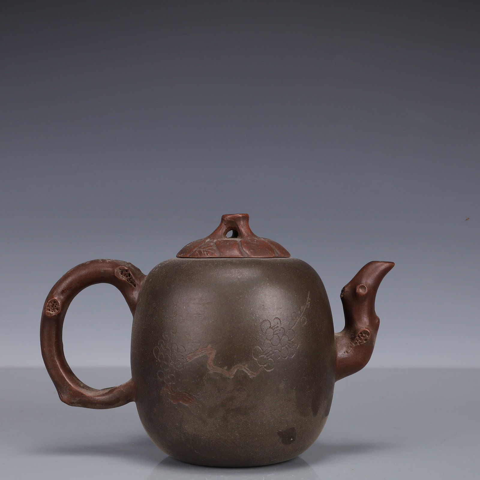 An Exquisite Purple Sands Plum Blossom Pattern Teapot, With poem (1 of 11)