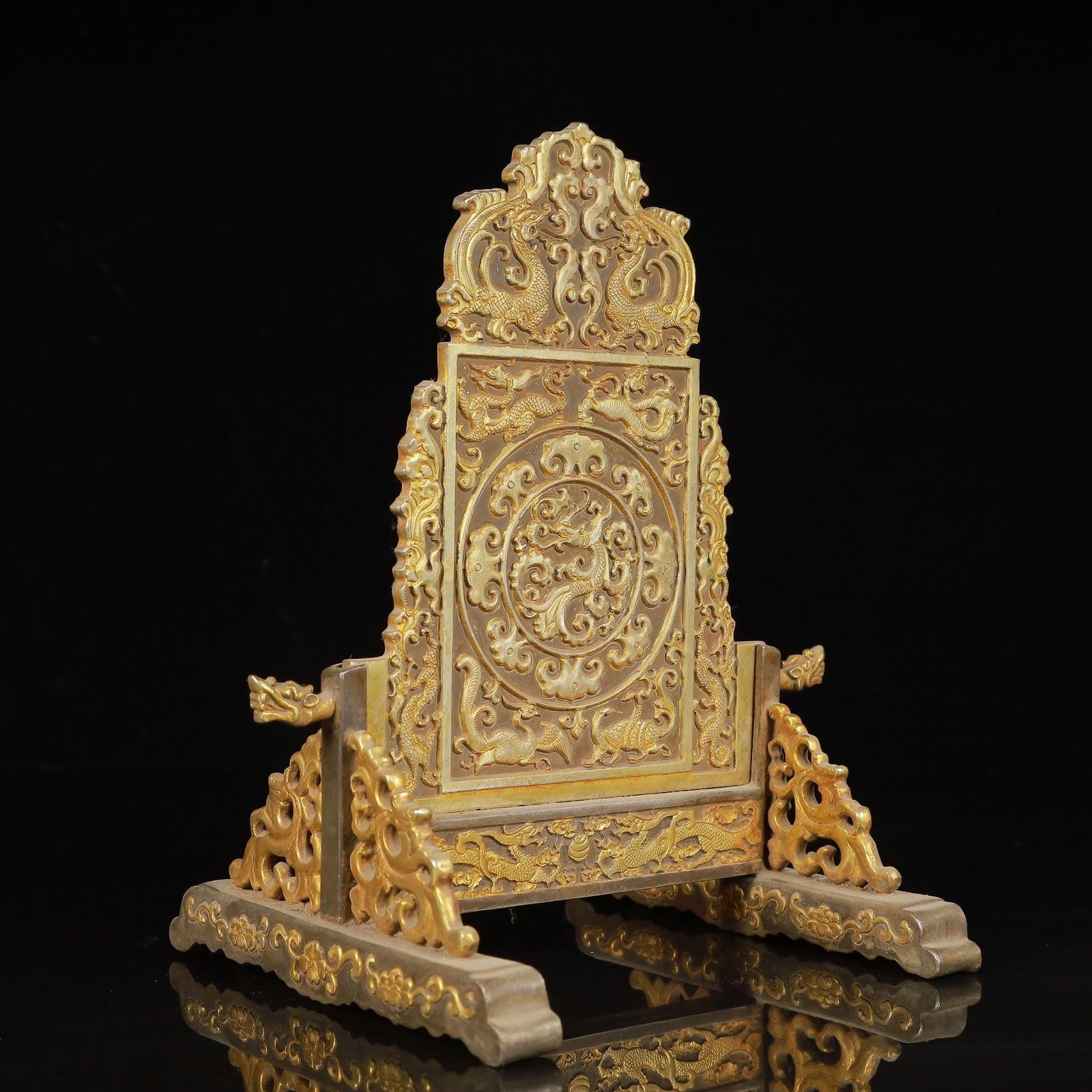 An Exquisite Gilt Silver Auspicious Beast Pattern Screen - 6