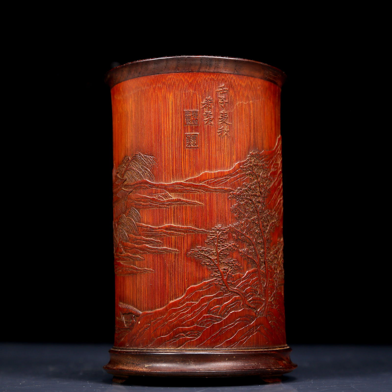 An Exquisite Bamboo Landscape Pattern Brush Pot - 2
