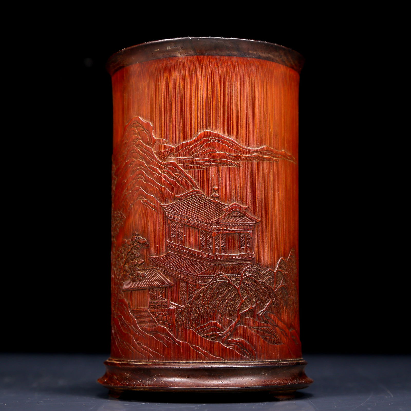 An Exquisite Bamboo Landscape Pattern Brush Pot - 4