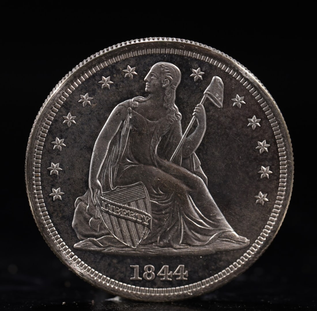 USA One Dollar 1844 Coin: American coin. IN GOD WE TRUST / LIBERTY / 1844 / UNITED STATES OF AMERICA / ONE DOL. Weight:26.9g.