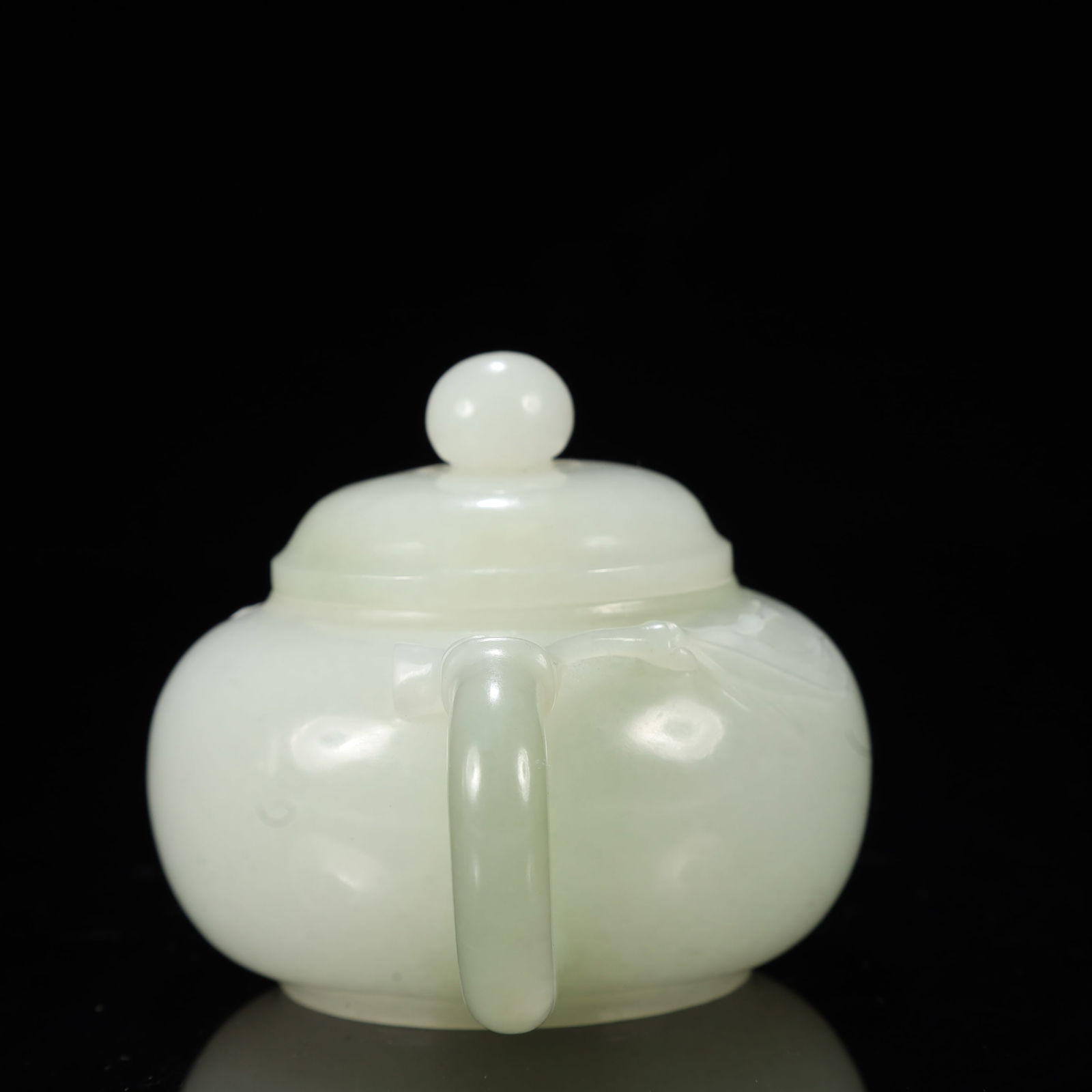 An Exquisite White Jade Bamboo Pattern Teapot - 6