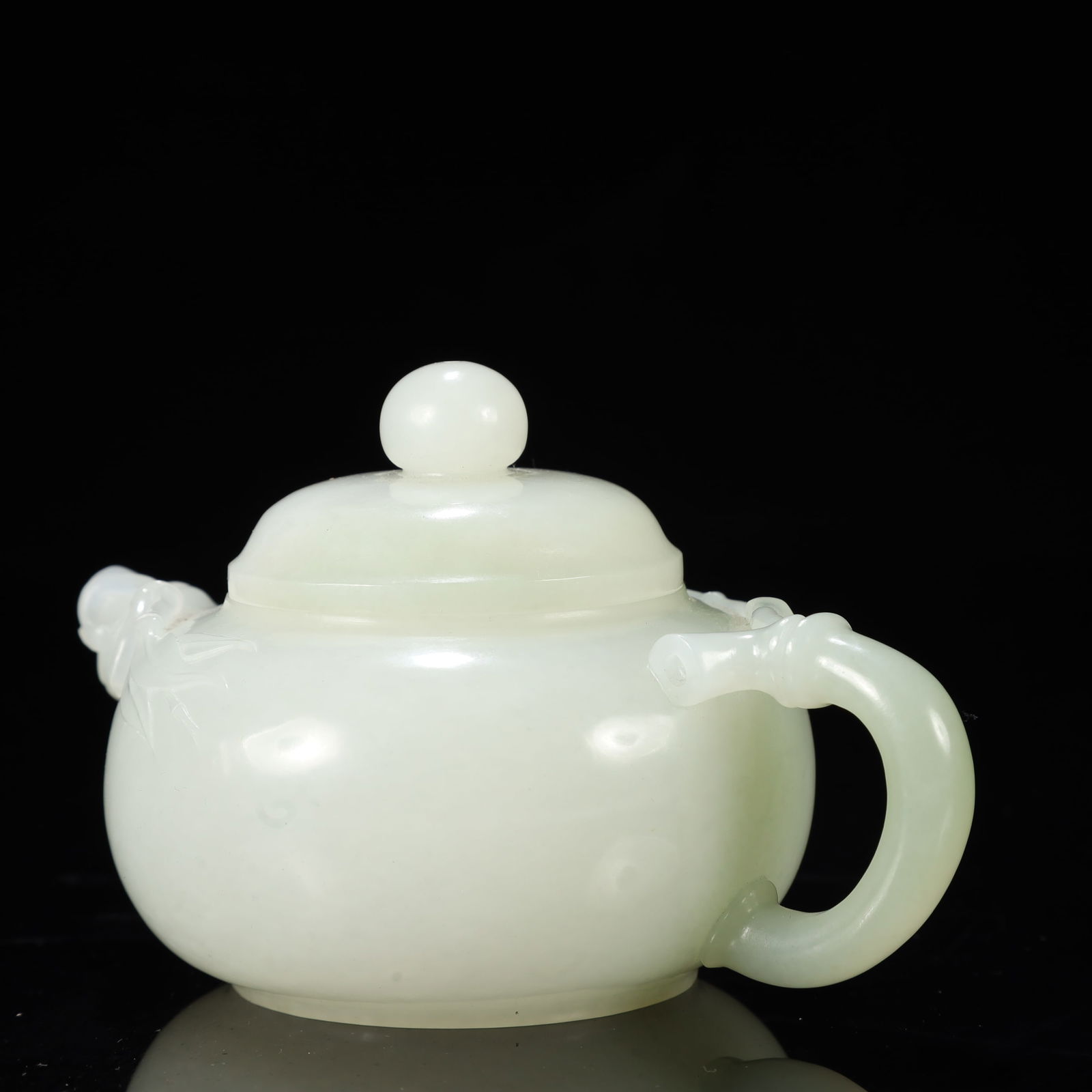 An Exquisite White Jade Bamboo Pattern Teapot - 7