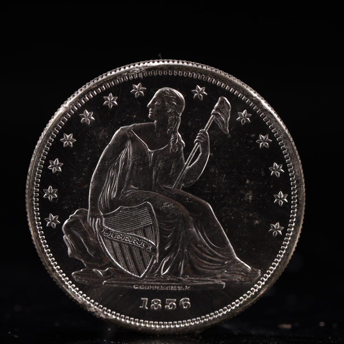 USA One Dollar 1856 Coin: American coin. IN GOD WE TRUST / LIBERTY / 1856 / UNITED STATES OF AMERICA / ONE DOL. Weight:26.9g.