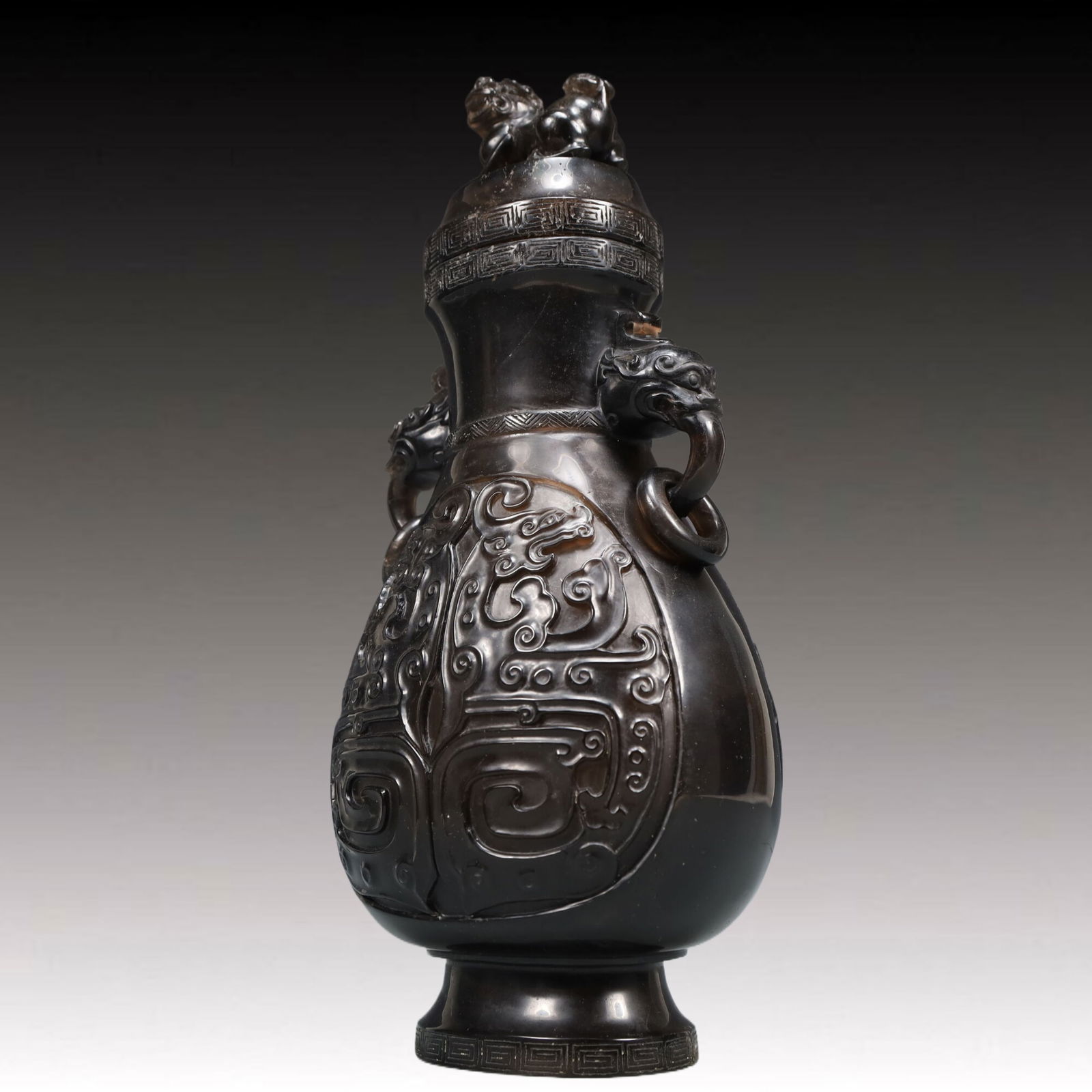 An Exquisite Crystal Beast-Face Pattern Double-Ears Vase - 4