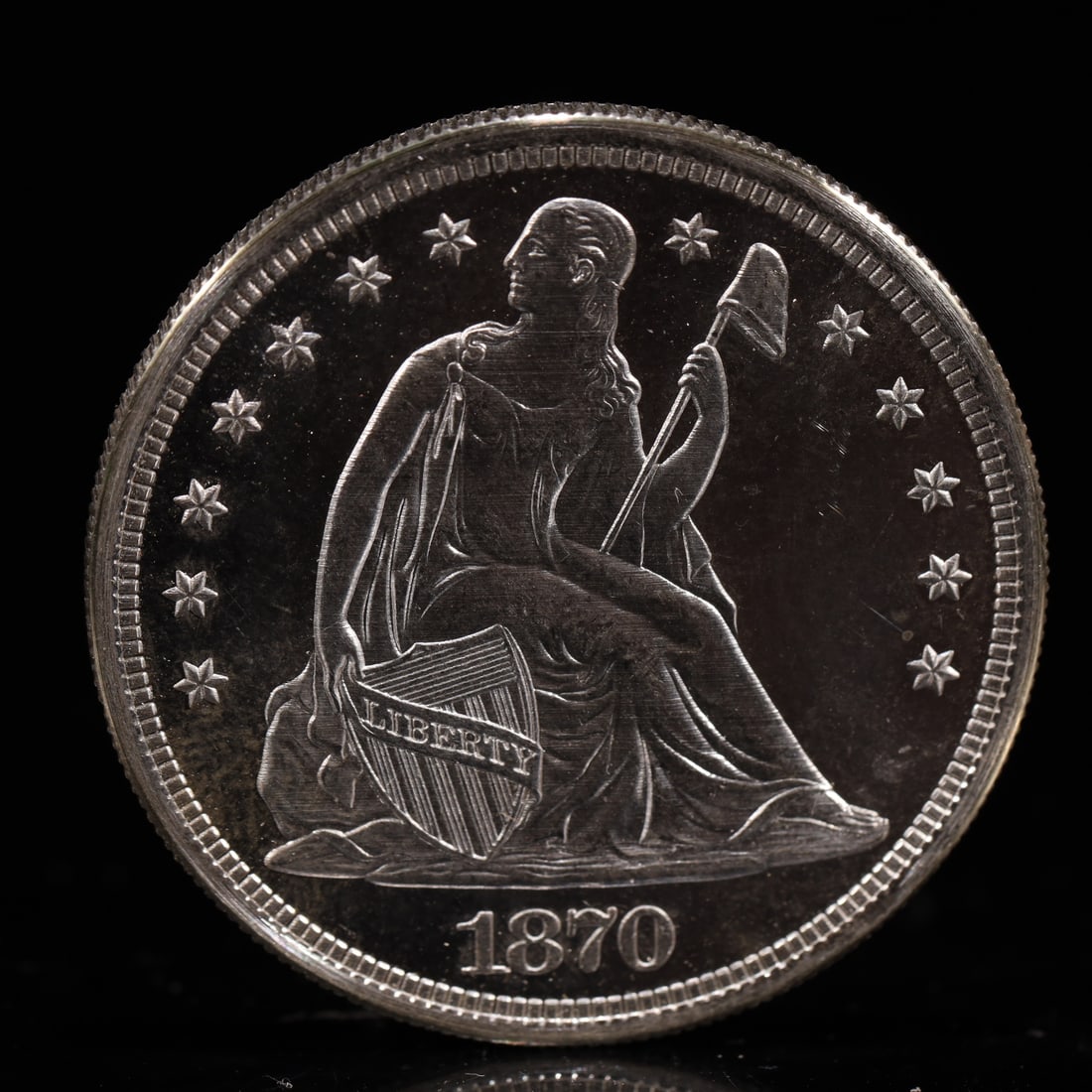 USA One Dollar 1870 Coin: American coin. IN GOD WE TRUST / LIBERTY / 1870 / UNITED STATES OF AMERICA / ONE DOL. Weight:26.9g.