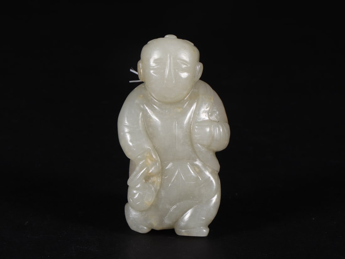 An Exquisite White Jade Figure Ornament: An Exquisite White Jade Figure Ornament,Qing Dynasty,China,Size:1.6inx0.7inx2.9in,Weight:91g 白玉人物摆件,中国清代