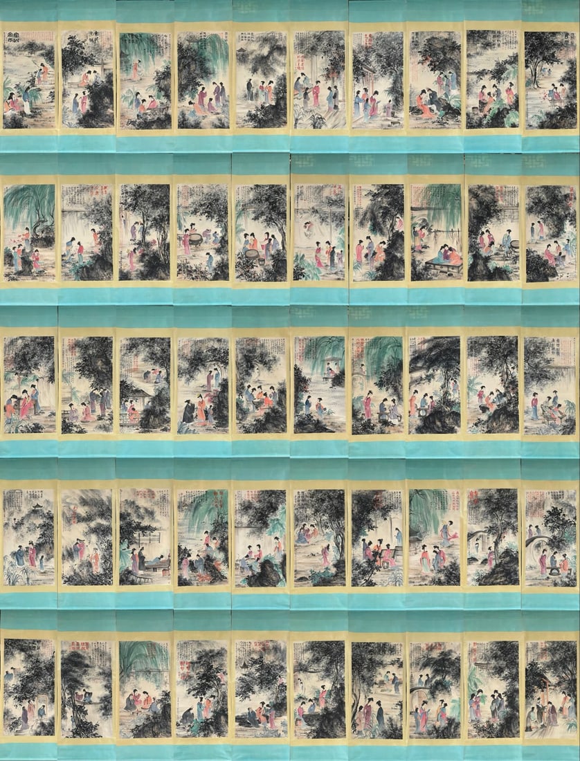 A Set of Chinese Vertical Scroll Ink Painting of Figure and Story on Paper: A Set of Chinese Vertical Scroll Ink Painting of Figure and Story on Paper,Fu Baoshi,Size:35.4inx70.9in 一套中国水墨人物故事画立