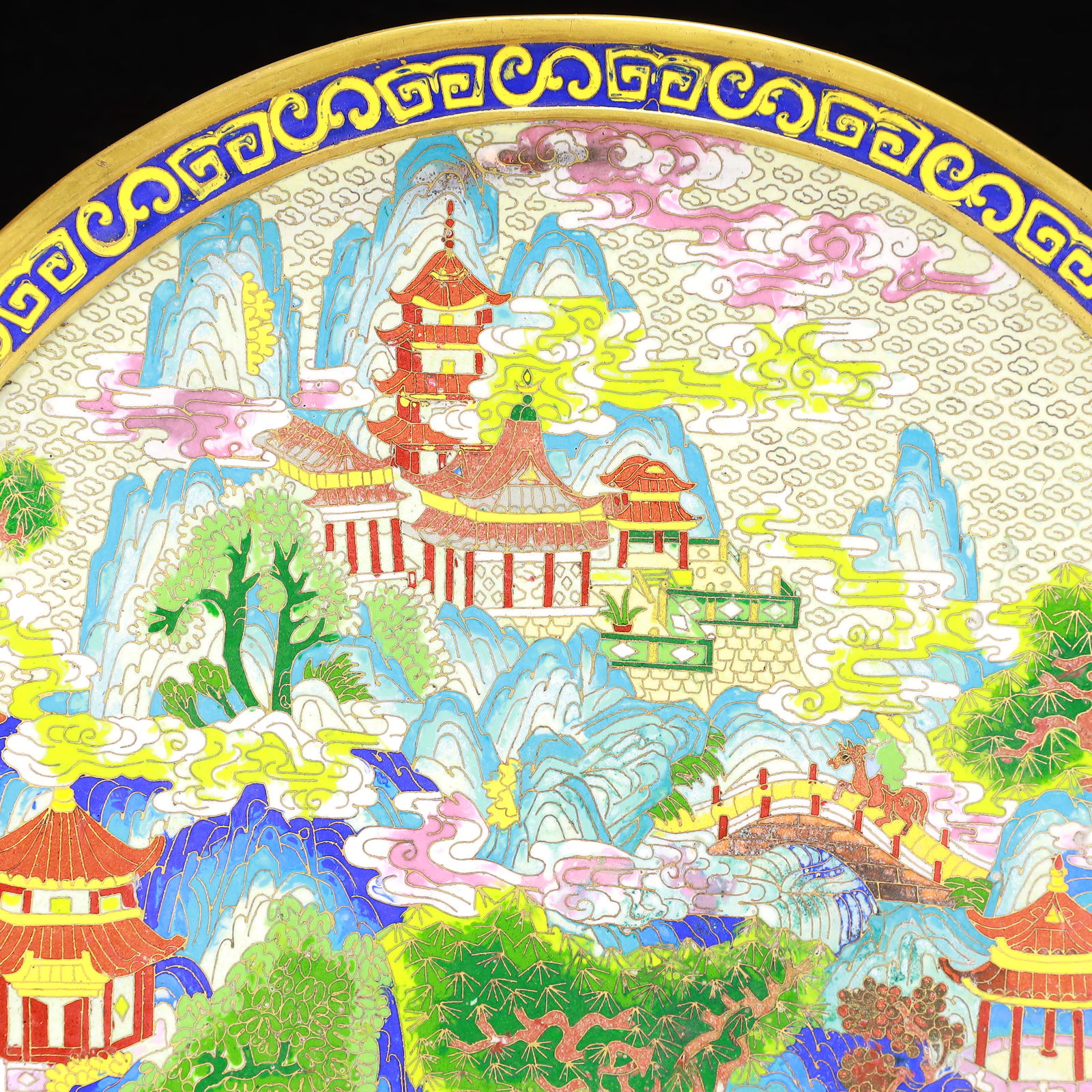 A Huge Cloisonne Landscape Pattern Screen - 3