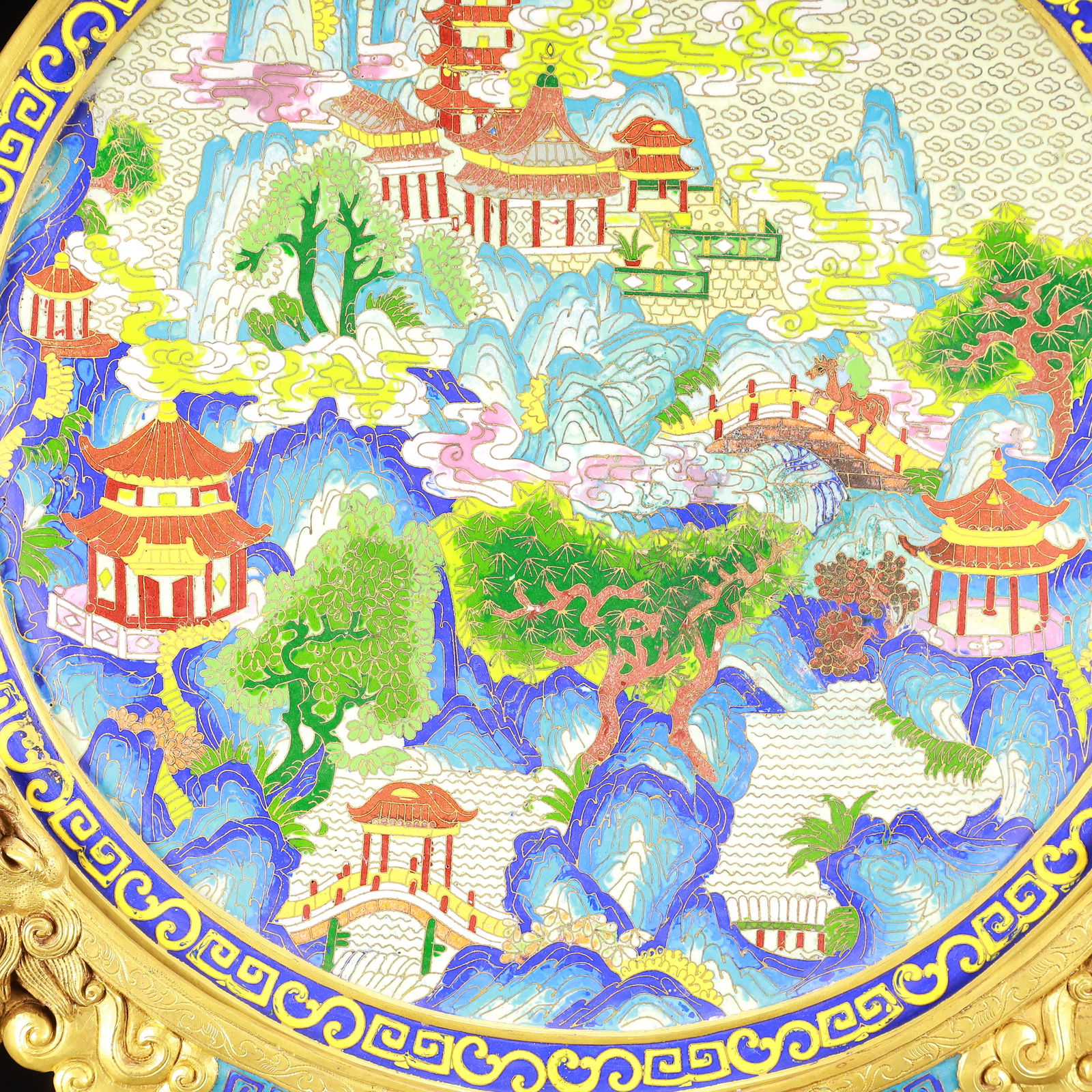 A Huge Cloisonne Landscape Pattern Screen - 4