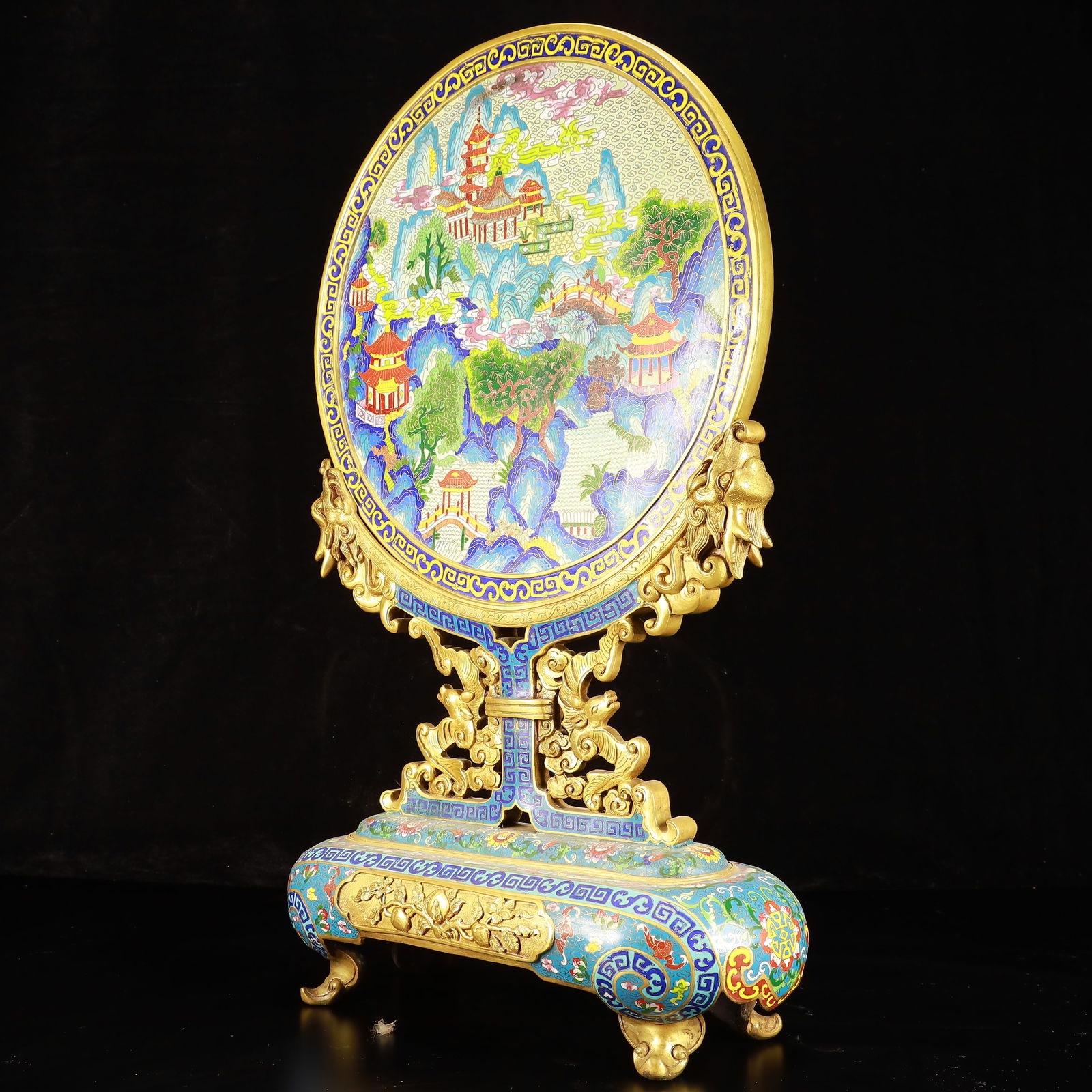 A Huge Cloisonne Landscape Pattern Screen - 7