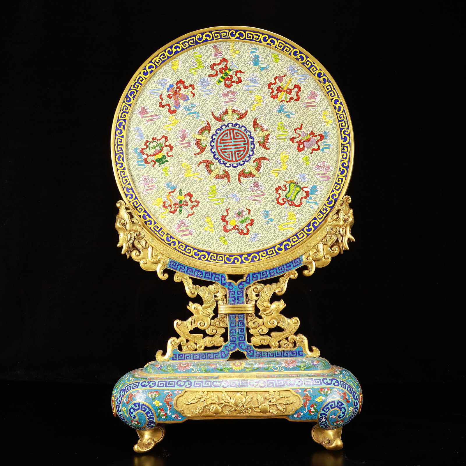 A Huge Cloisonne Landscape Pattern Screen - 9