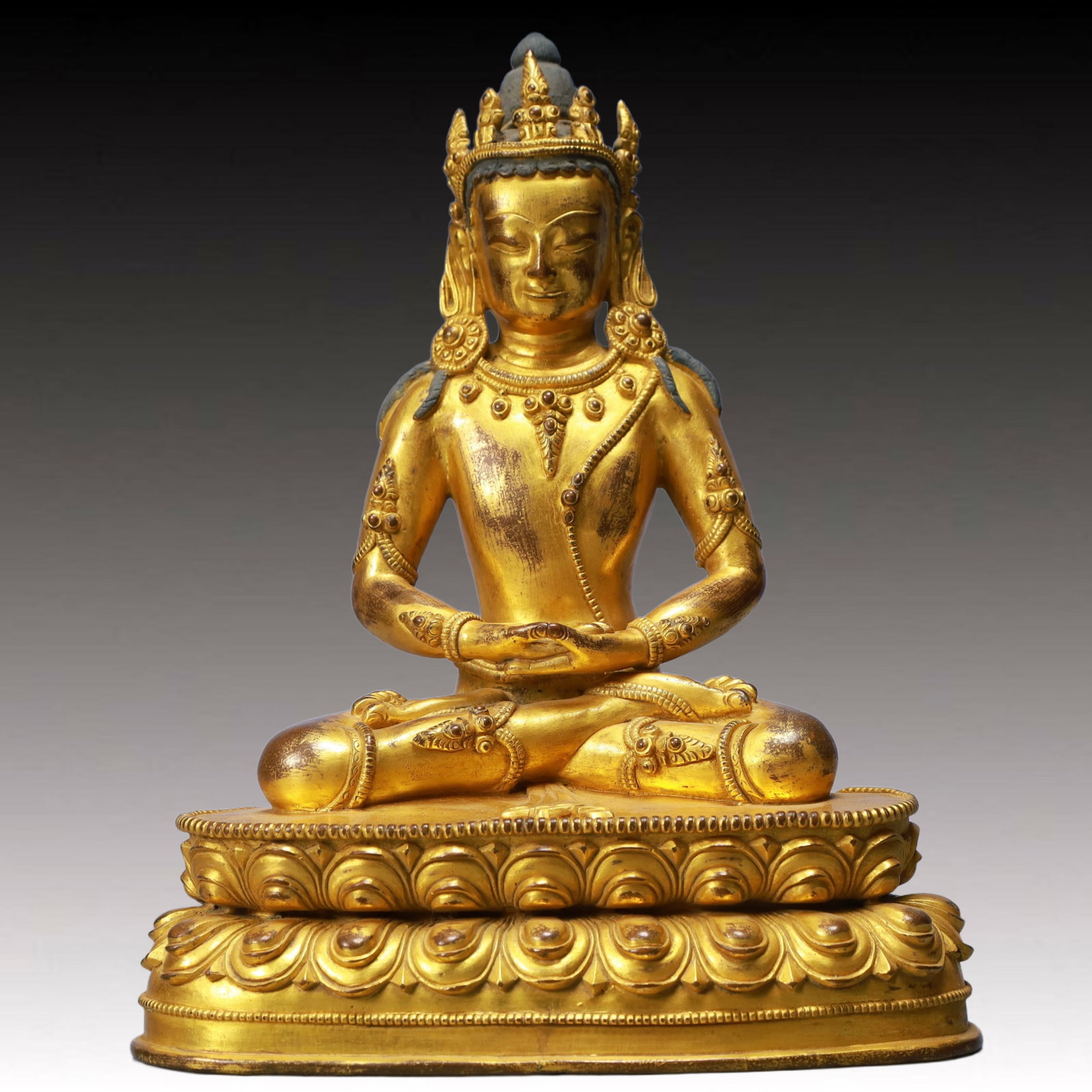 A Solemn Gilt Bronze Statue of Amitayus (1 of 9)