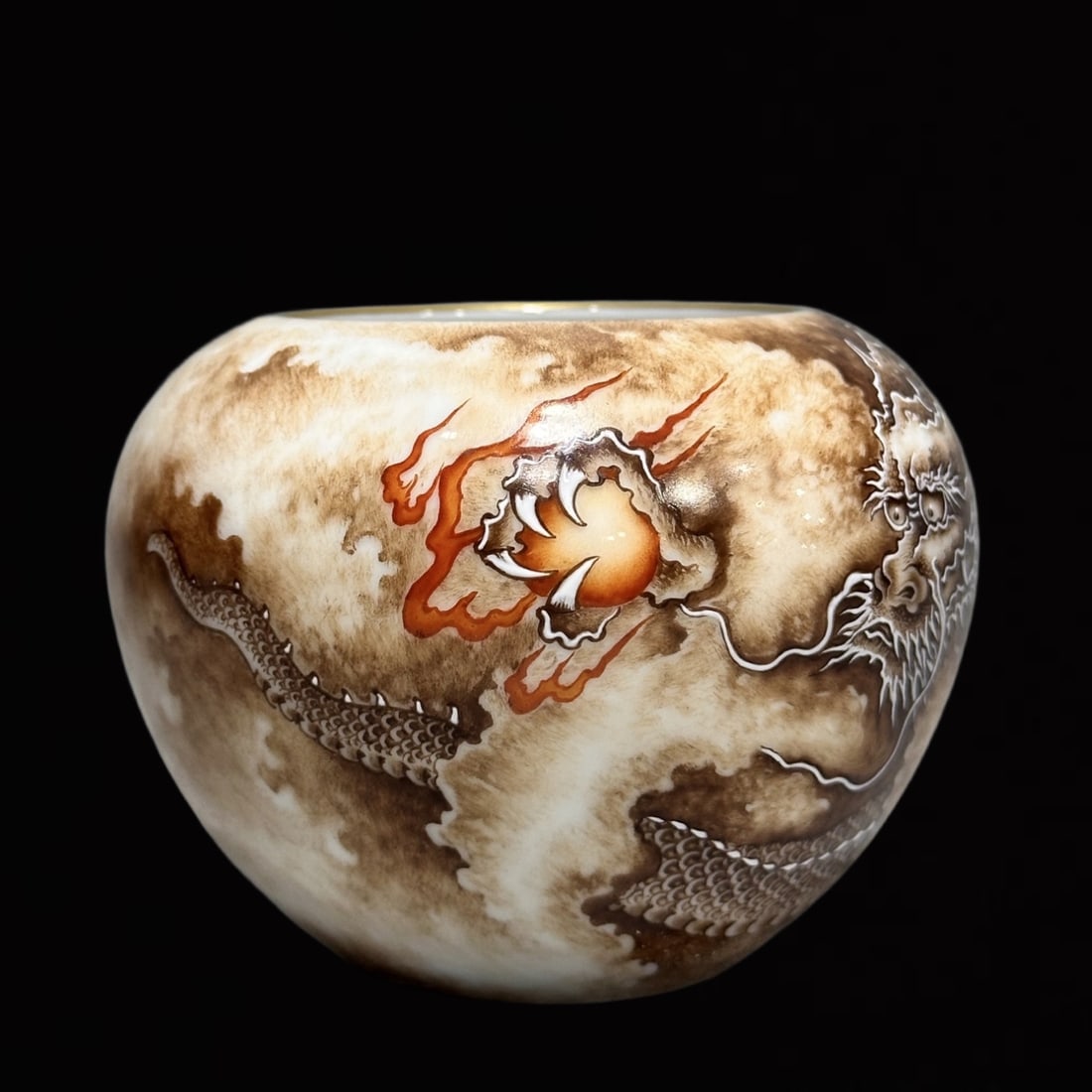 An Exquisite Ink Color Dragon Pattern Jar - 9