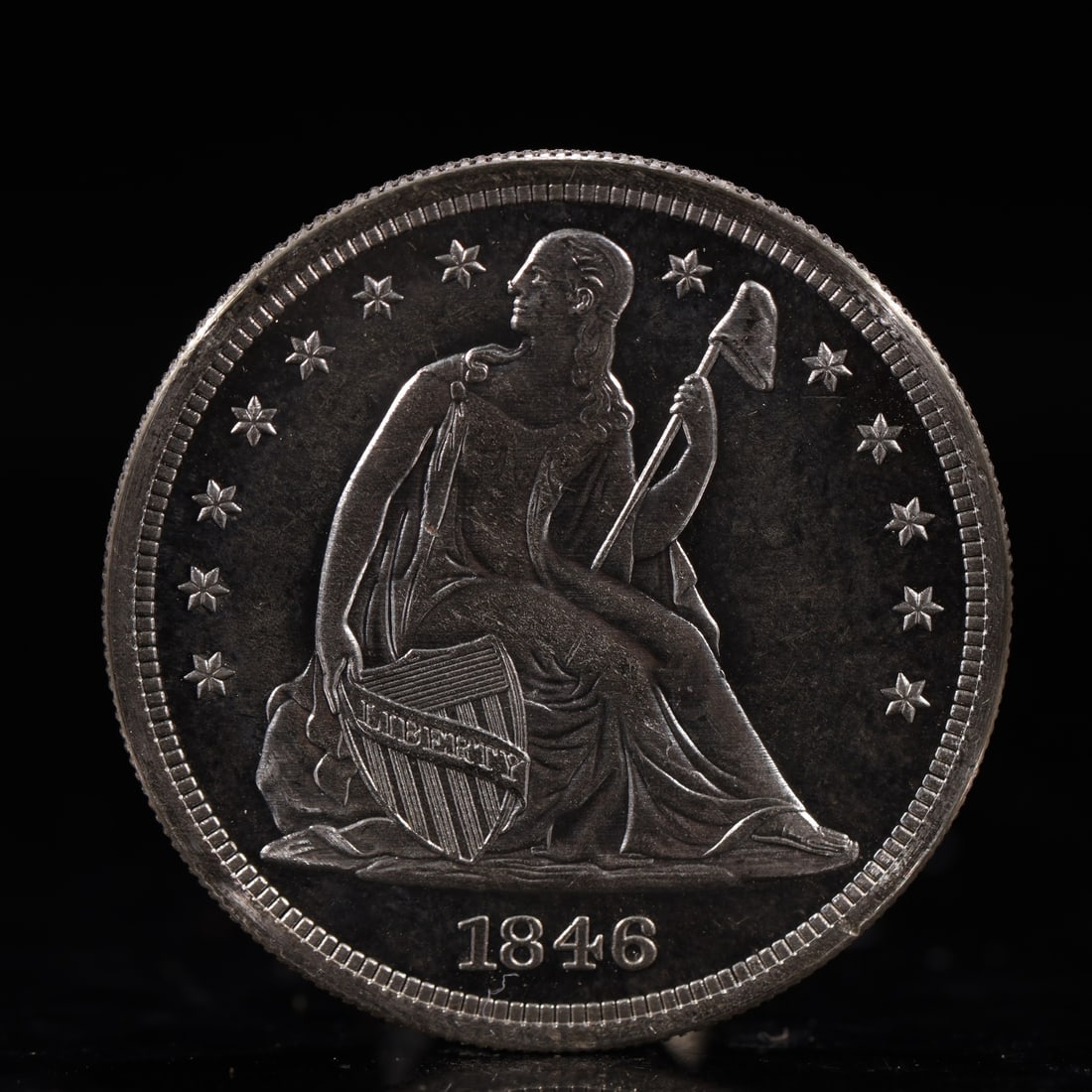 USA One Dollar 1846 Coin: American coin. IN GOD WE TRUST / LIBERTY / 1846 / UNITED STATES OF AMERICA / ONE DOL. Weight:26.9g.