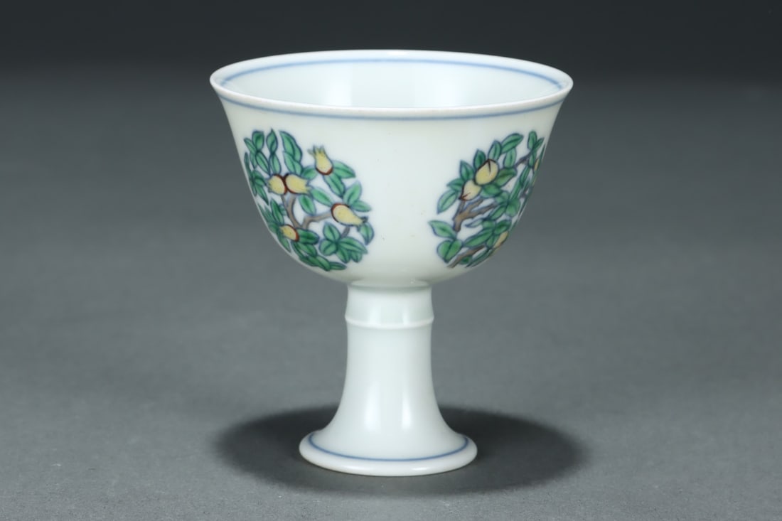 An Exquisite Doucai Flower and Fruit Pattern Stem Cup - 4