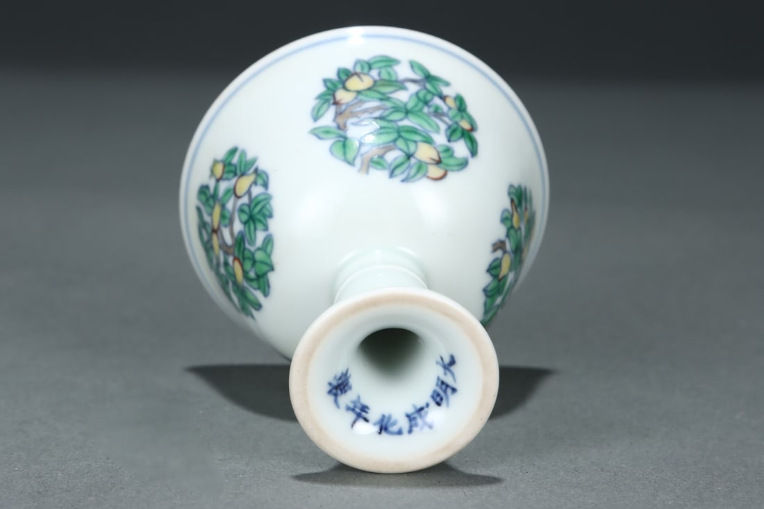 An Exquisite Doucai Flower and Fruit Pattern Stem Cup - 9