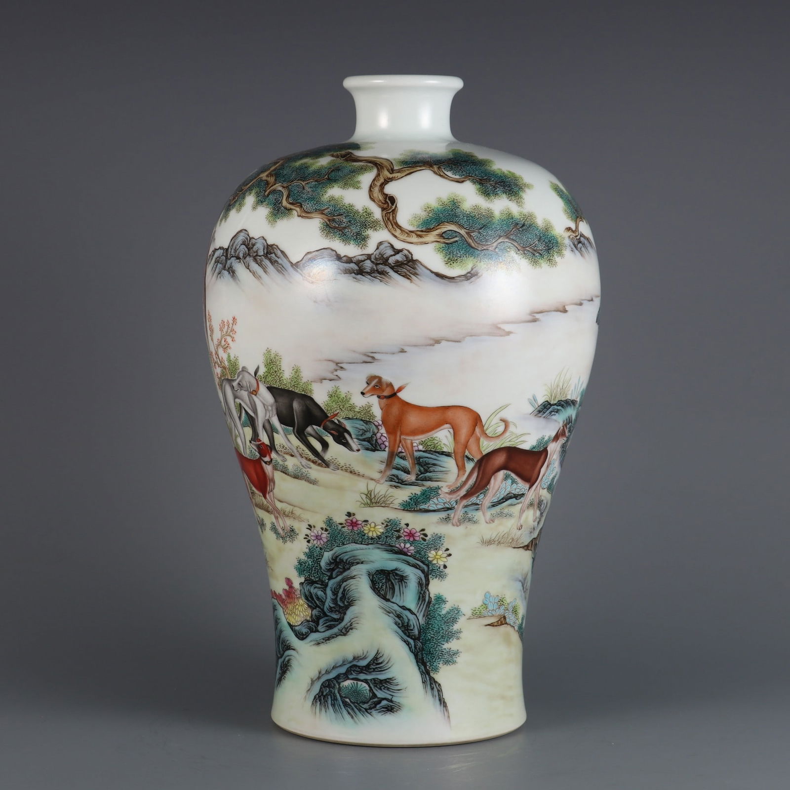 An Exquisite Enamel Dog Pattern Vase - 2
