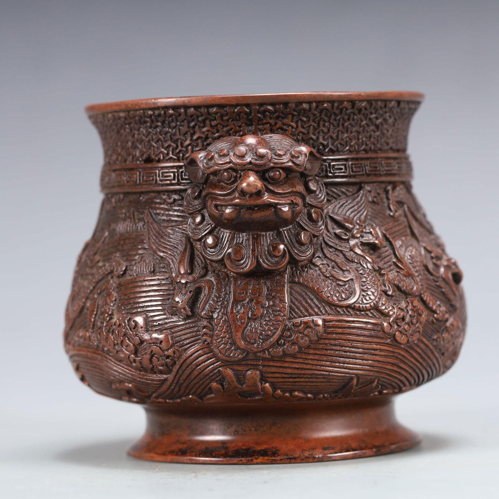 An Exquisite Bronze Dragon Pattern Double-Ears Censer - 4