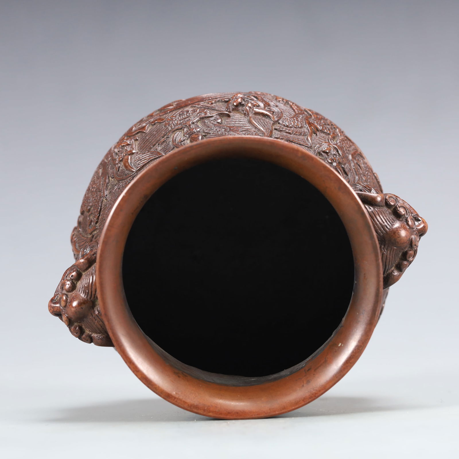 An Exquisite Bronze Dragon Pattern Double-Ears Censer - 8