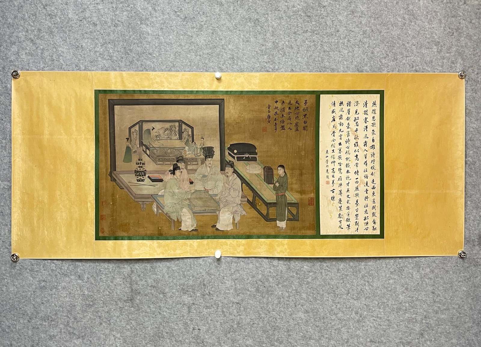 A Chinese Ink Painting of Figure and Story on Silk: A Chinese Ink Painting of Figure and Story on Silk,Tang Yin,Size:21.7inx33.1in 一幅中国水墨绢本人物故事画,唐寅