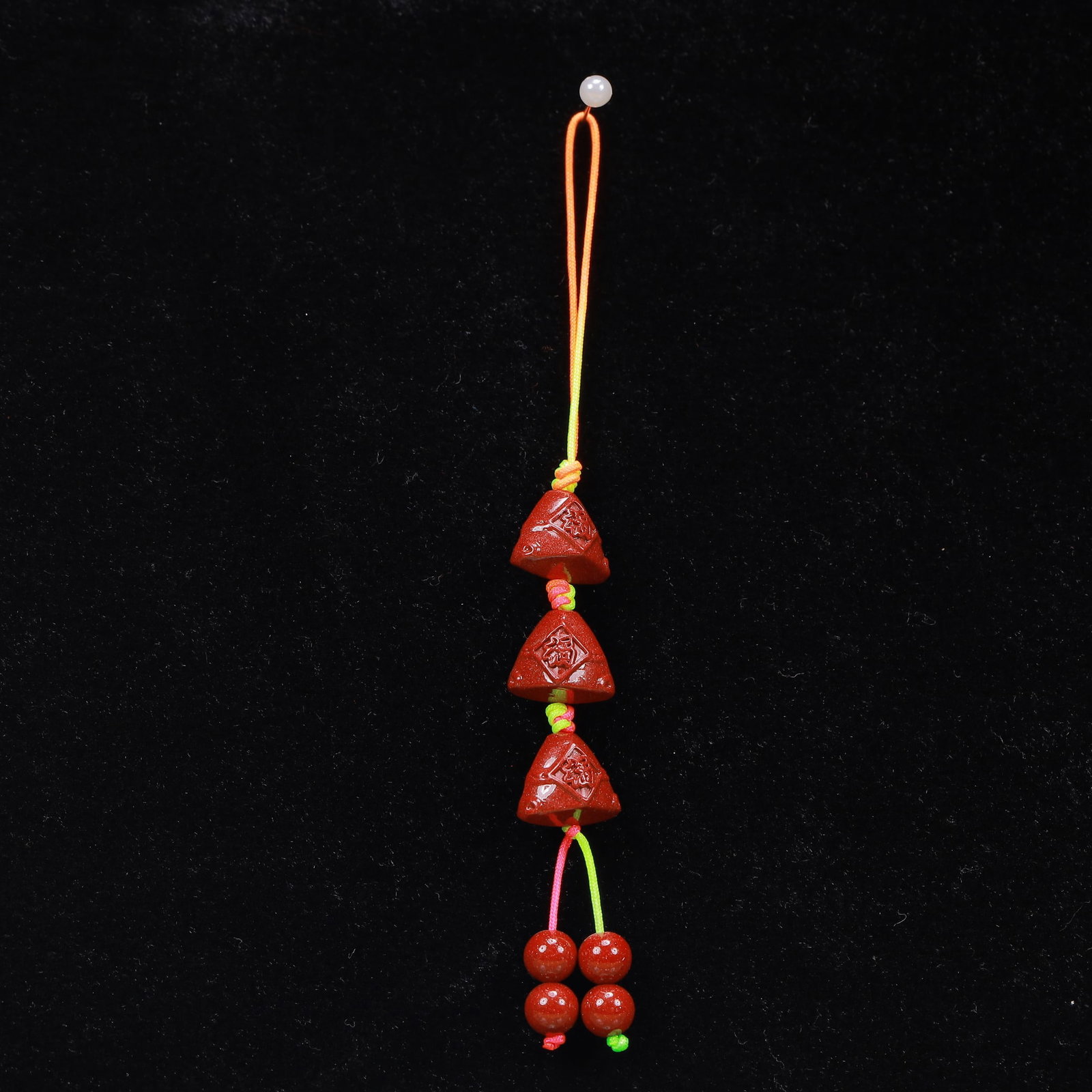 An Exquisite Cinnabar Pendant: An Exquisite Cinnabar Pendant, Size:0.4inx1.6in, Weight:8g 朱砂挂件