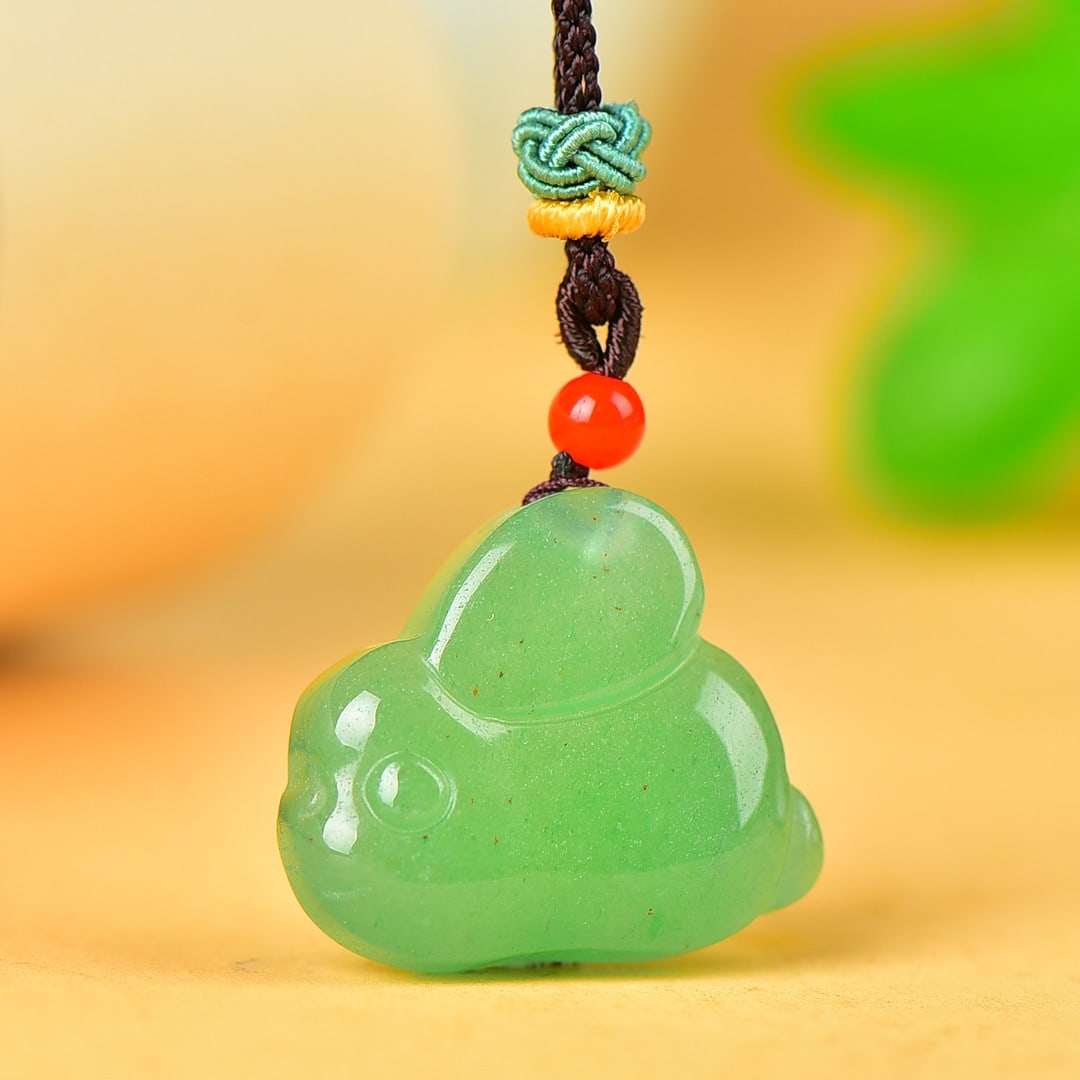 An Exquisite Greenish Jade Rabbit Pattern Pendant: An Exquisite Greenish Jade Rabbit Pattern Pendant,Size:0.9inx1.1in 青玉兔纹挂件