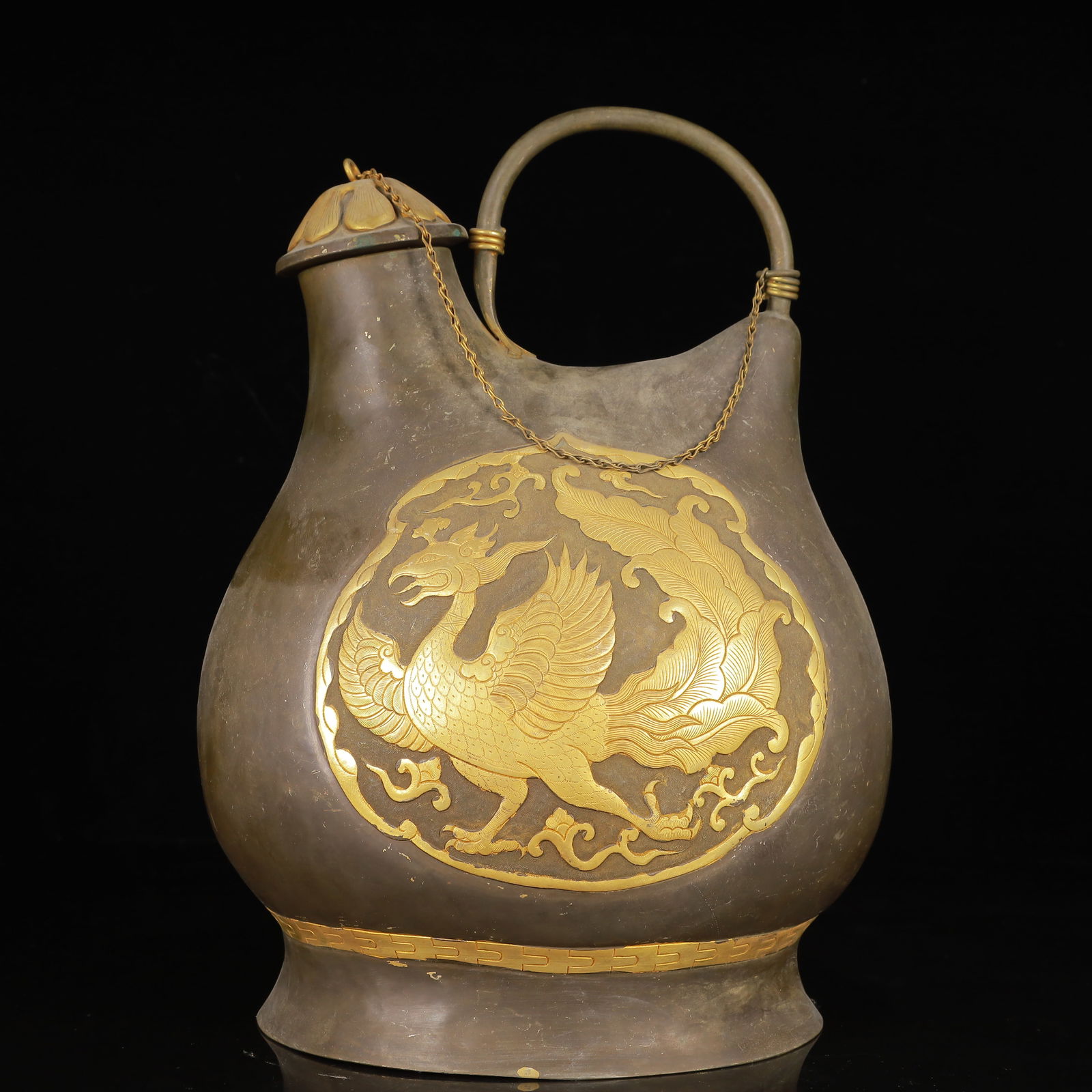 An Exquisite Gilt Silver Phoenix Pattern Ewer - 7