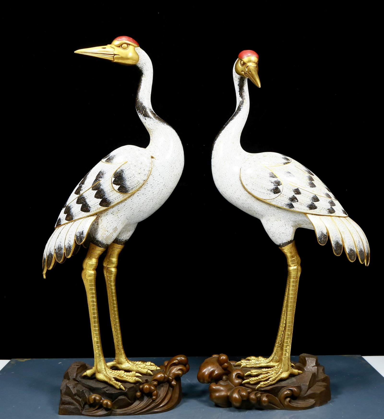 A Gorgeous Pair Of Cloisonne Cranes (1 of 16)