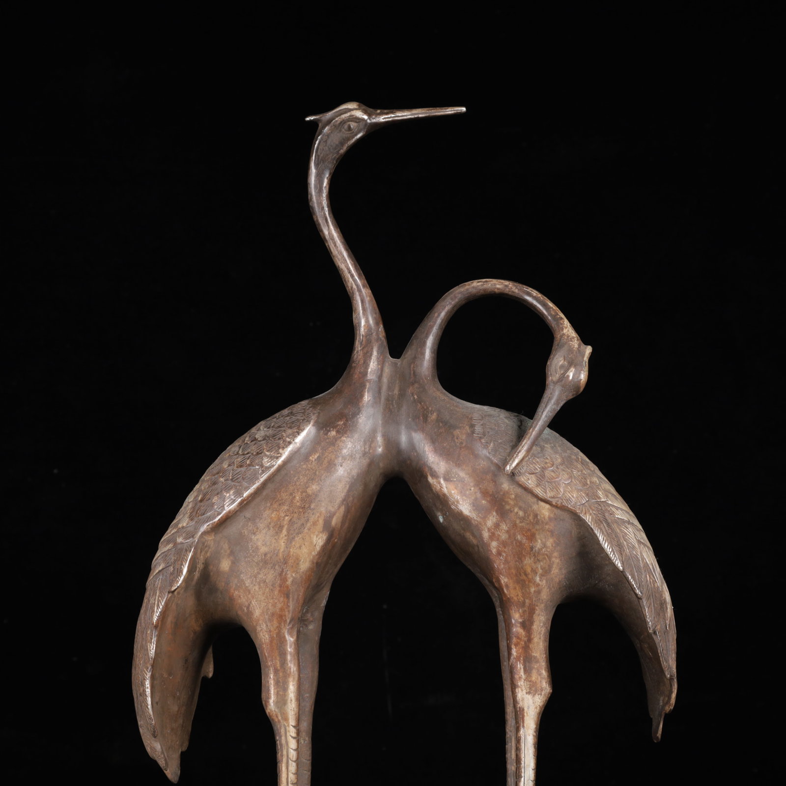 A Huge Silver Crane Turtle Ornament - 6