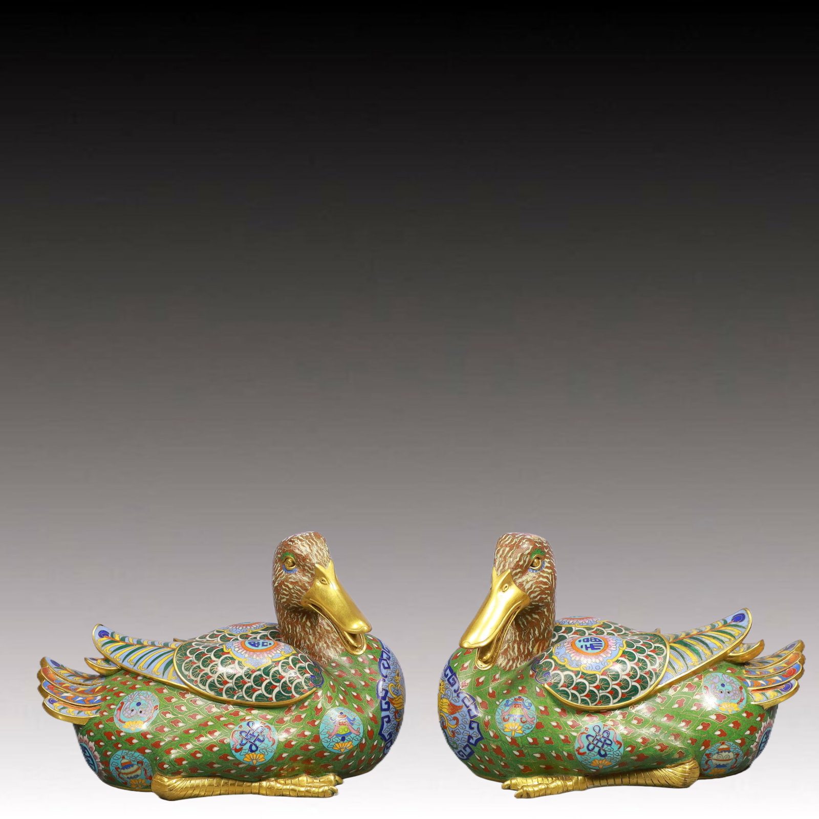 A Pair of Fine Cloisonne Duck Ornaments (1 of 13)