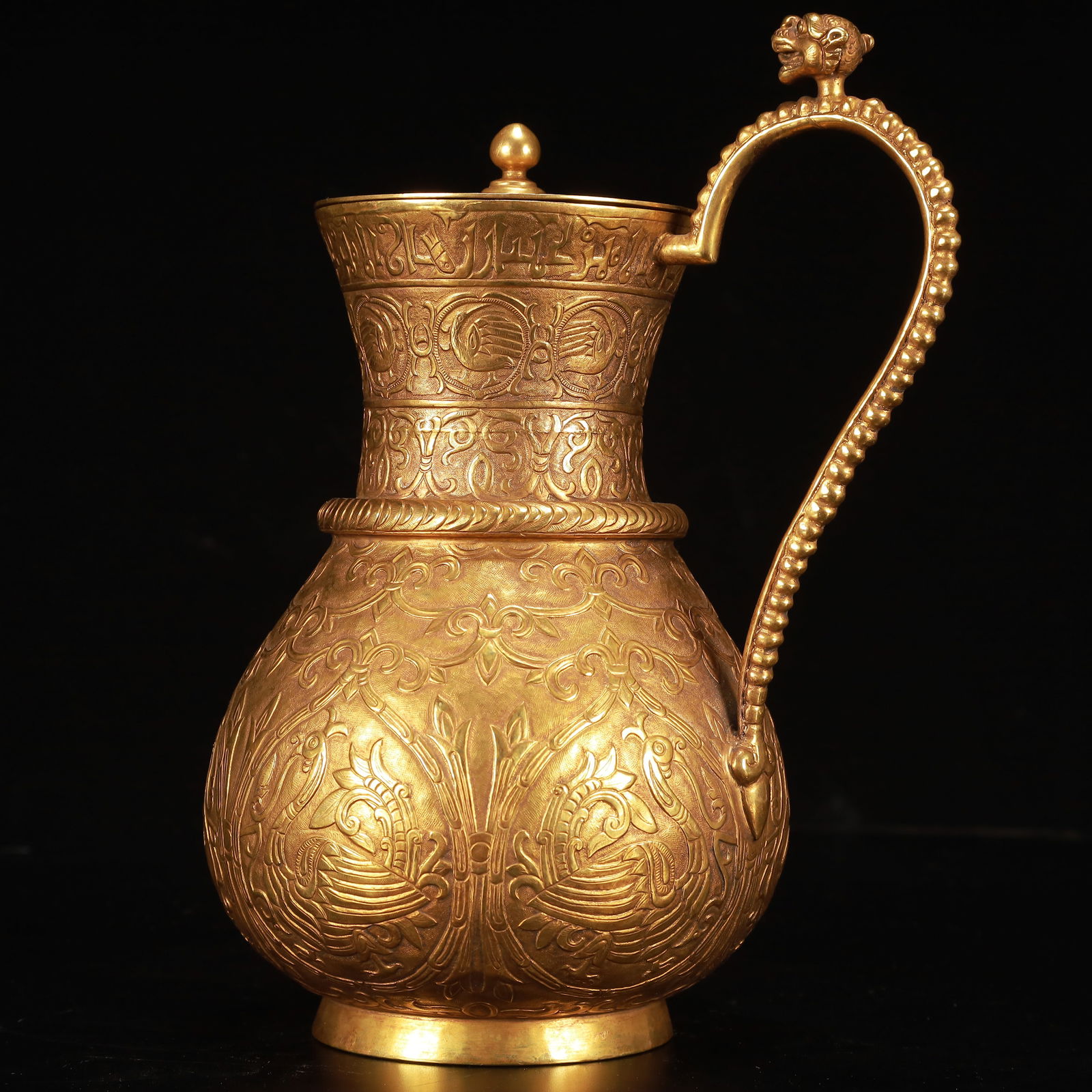 An Exquisite Gilt Bronze Auspicious Beast Pattern Ewer - 4