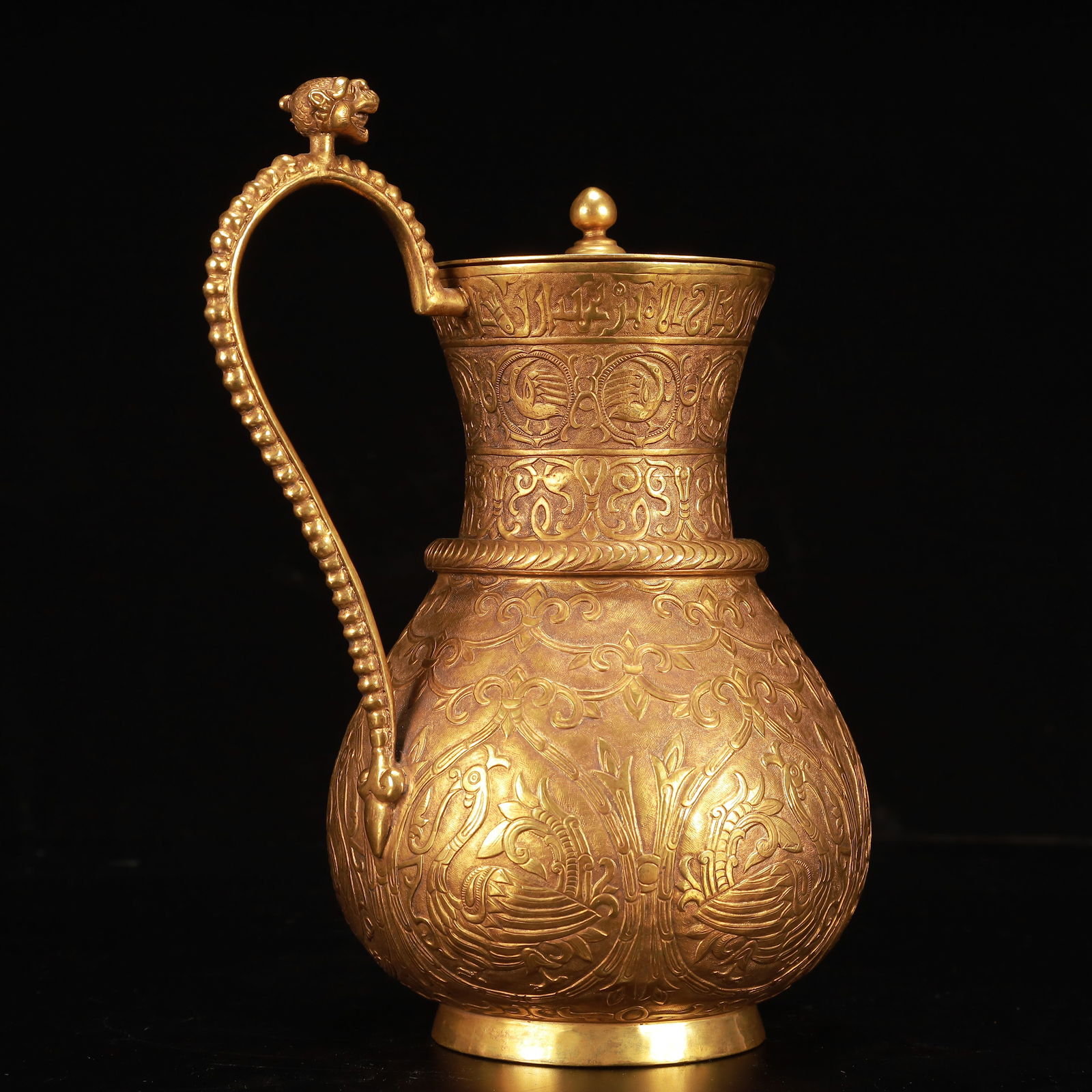 An Exquisite Gilt Bronze Auspicious Beast Pattern Ewer - 6