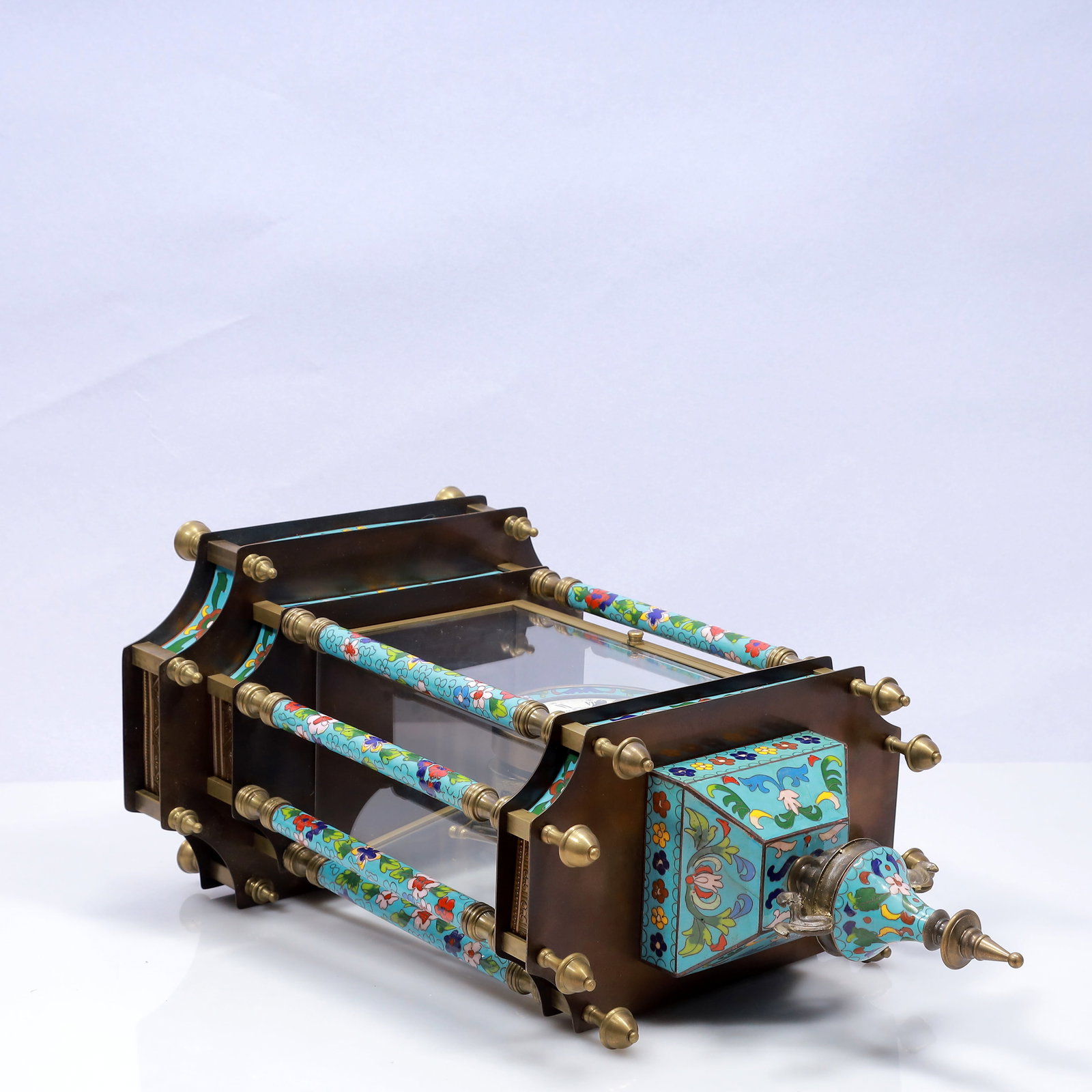 An Exquisite Cloisonne Flower Pattern Table Clock Ornament - 9